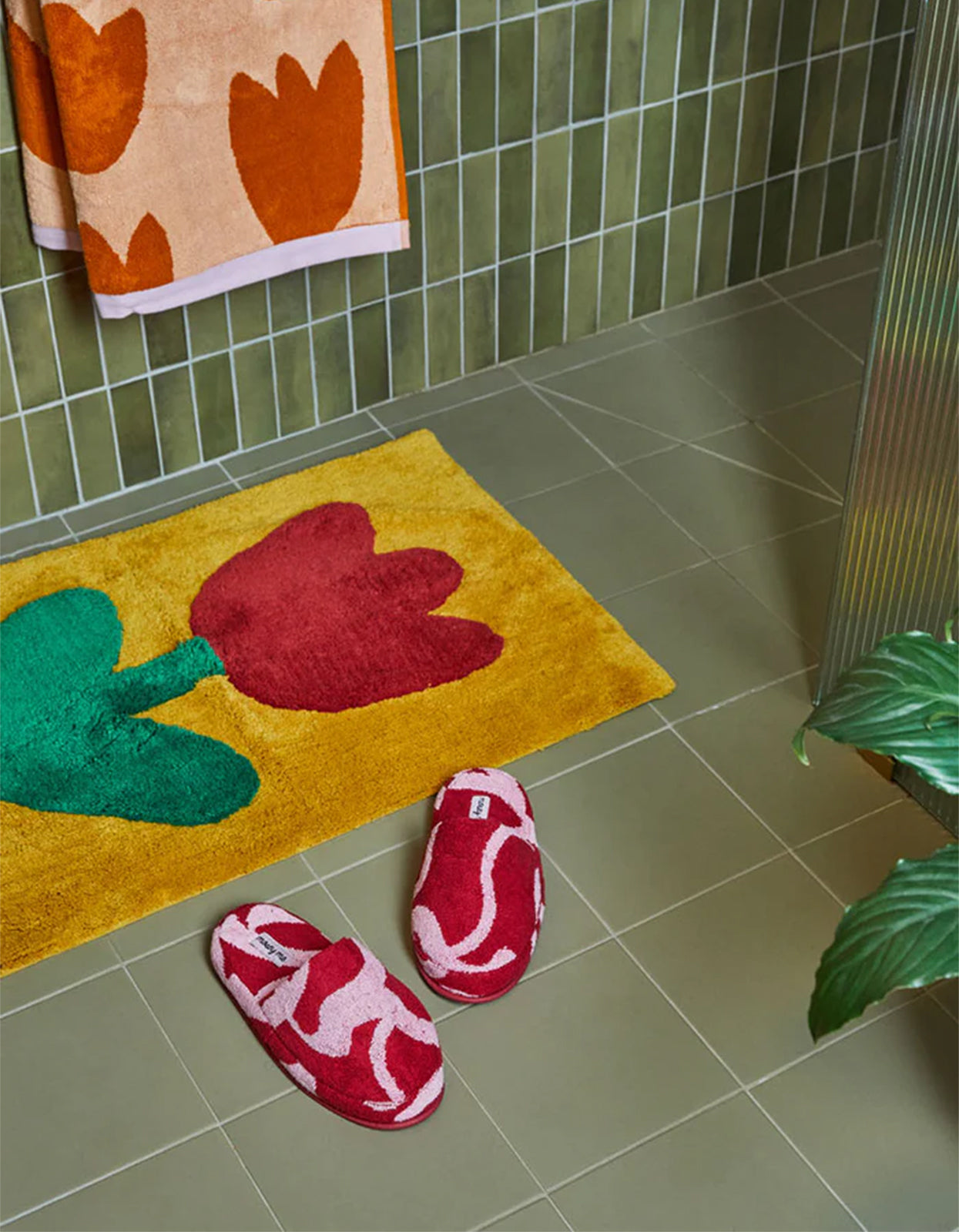 Ribbon Terry Slippers - Pink