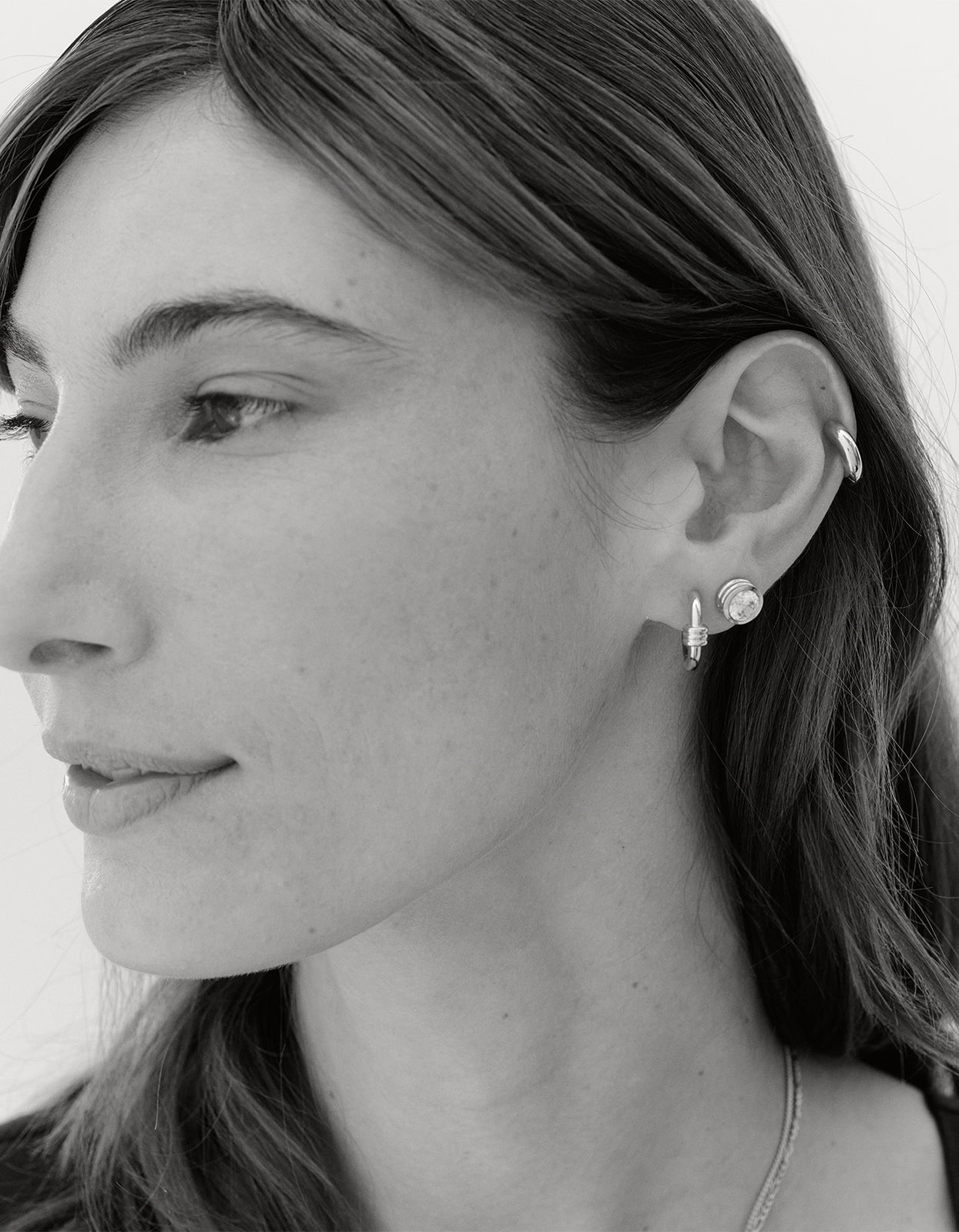 Strata Solitaire Earrings - Silver / White Topaz