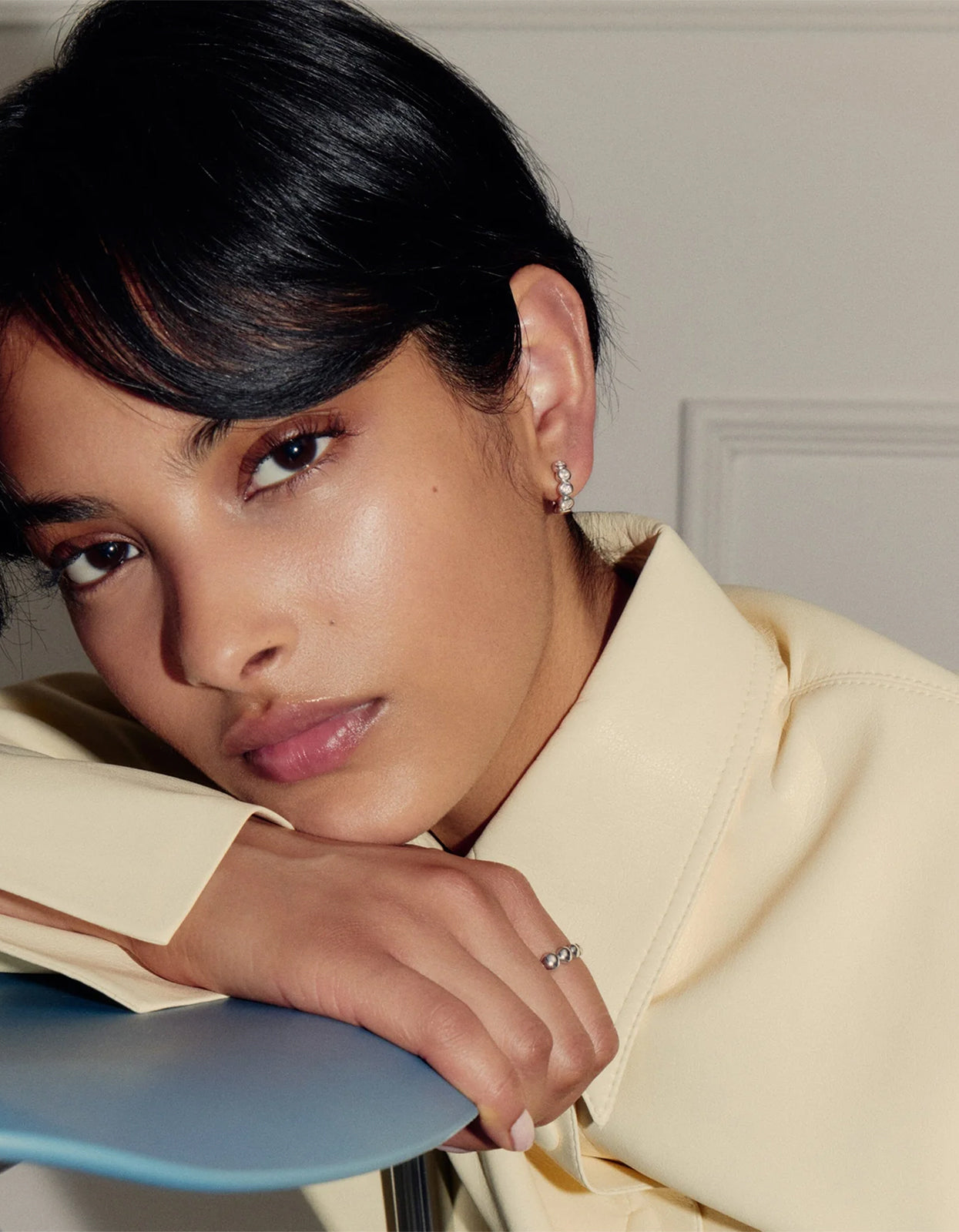 Tennis Small Hoop Earrings - Silver