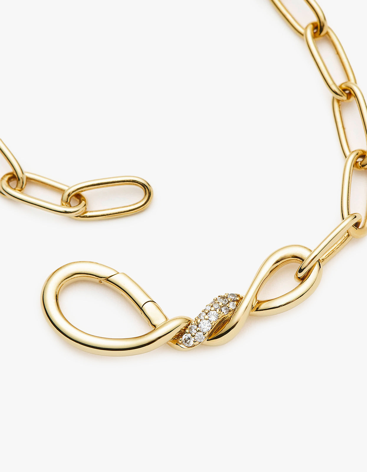 Molten Snow Paperclip Chain Necklace - Gold