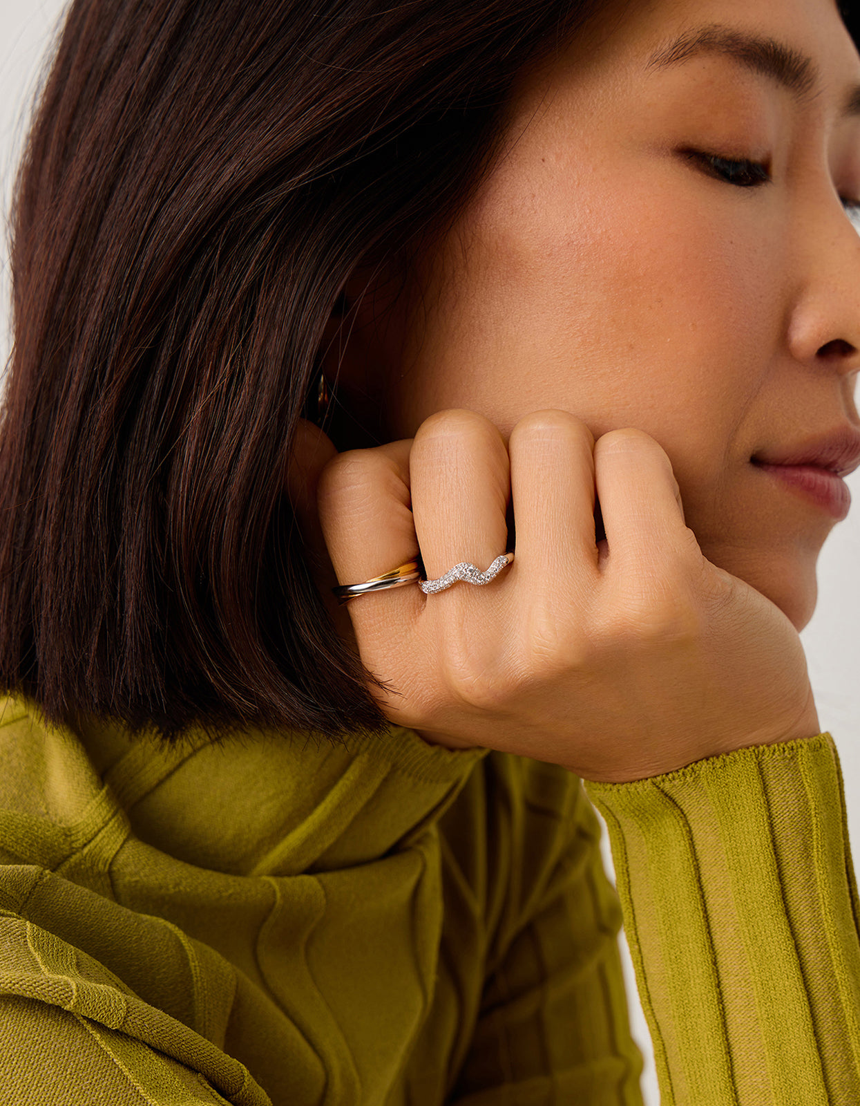 Molten Snow Stacking Ring - Silver