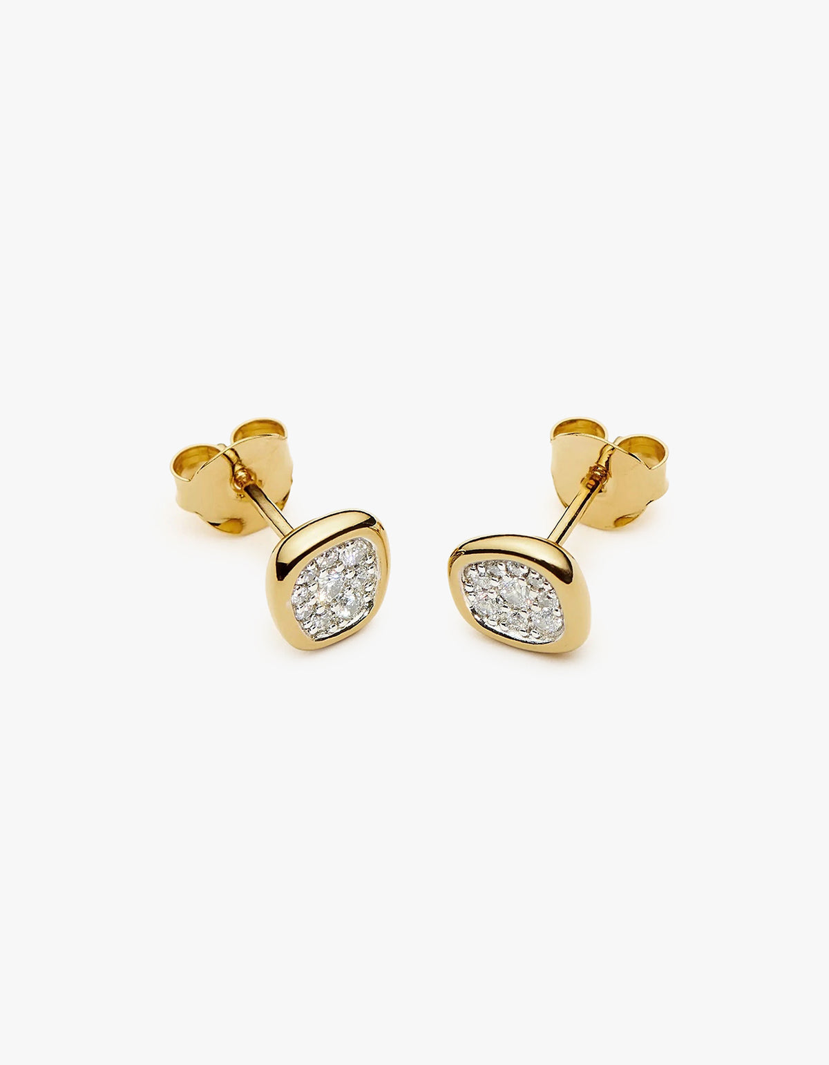 Molten Soft Square Pave Stud Earrings - Gold