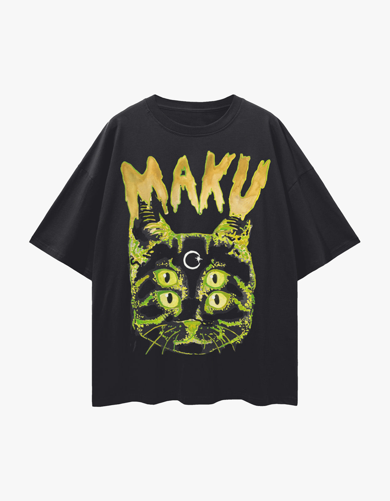 Space Cat Oversize Snow Wash Tee - Black Snow Wash