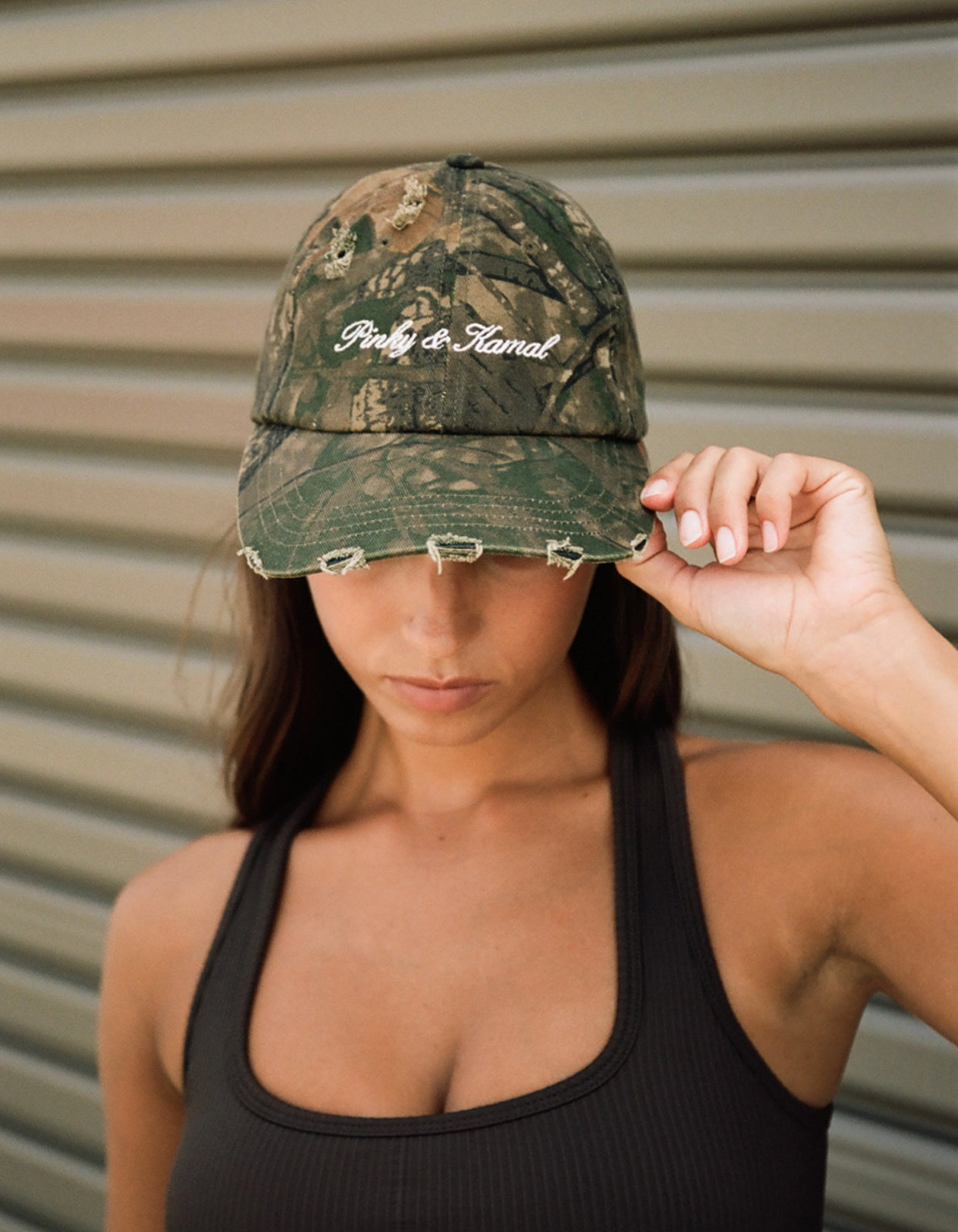 Pinky & Kamal Curved Cap - Distressed Camo