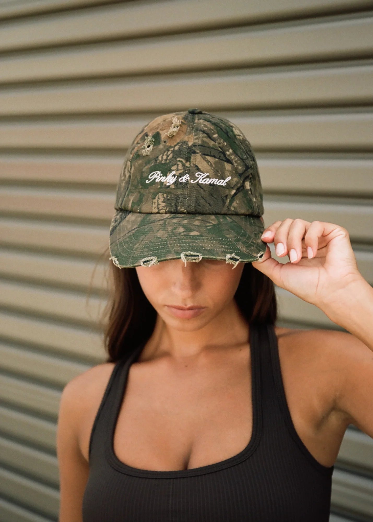 Pinky & Kamal Curved Cap - Distressed Camo