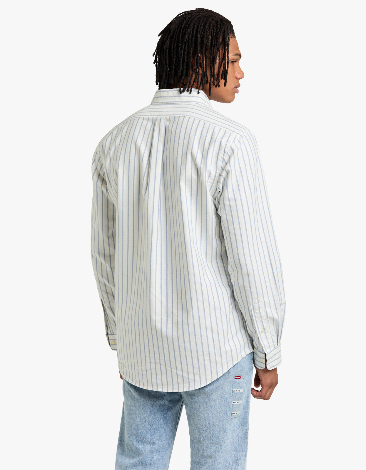 Custom Fit Long Sleeve Sport Shirt - 6832E White Blue Multi