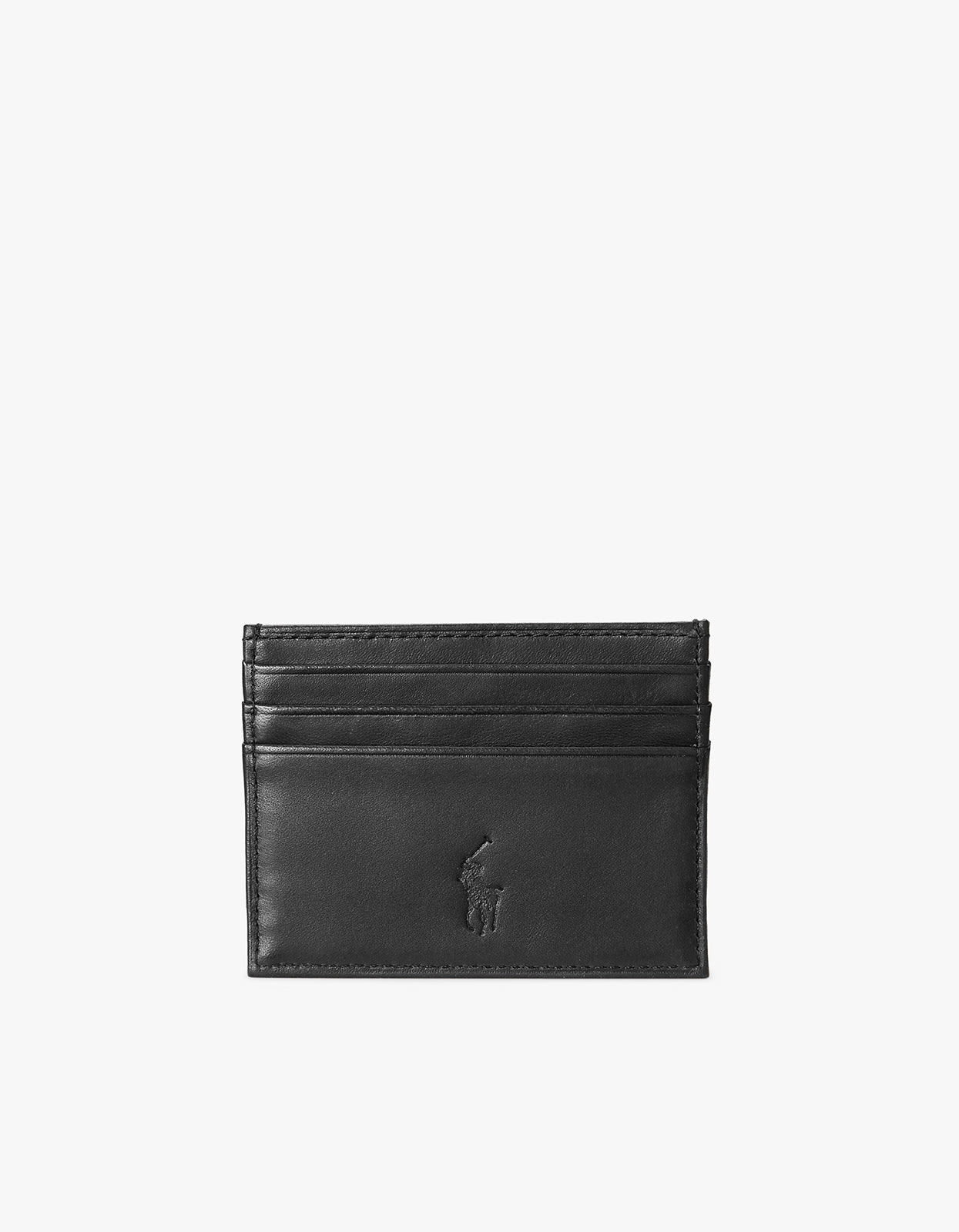 Smooth Leather Card Case - Black