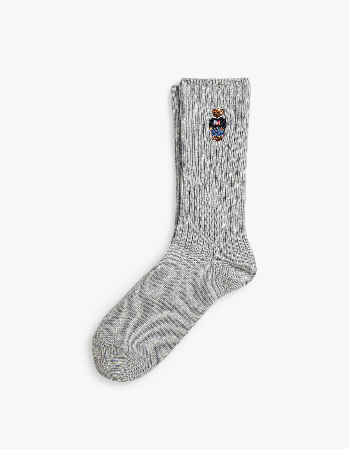Embroidered Sweater Bear Crew Sock - Andover Grey Heather