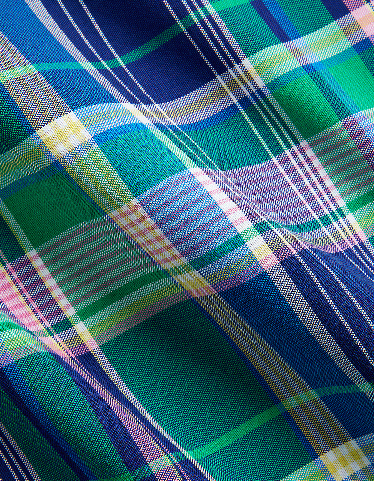 Custom Fit Long Sleeve Sport Shirt - 6273 Green/Navy Multi