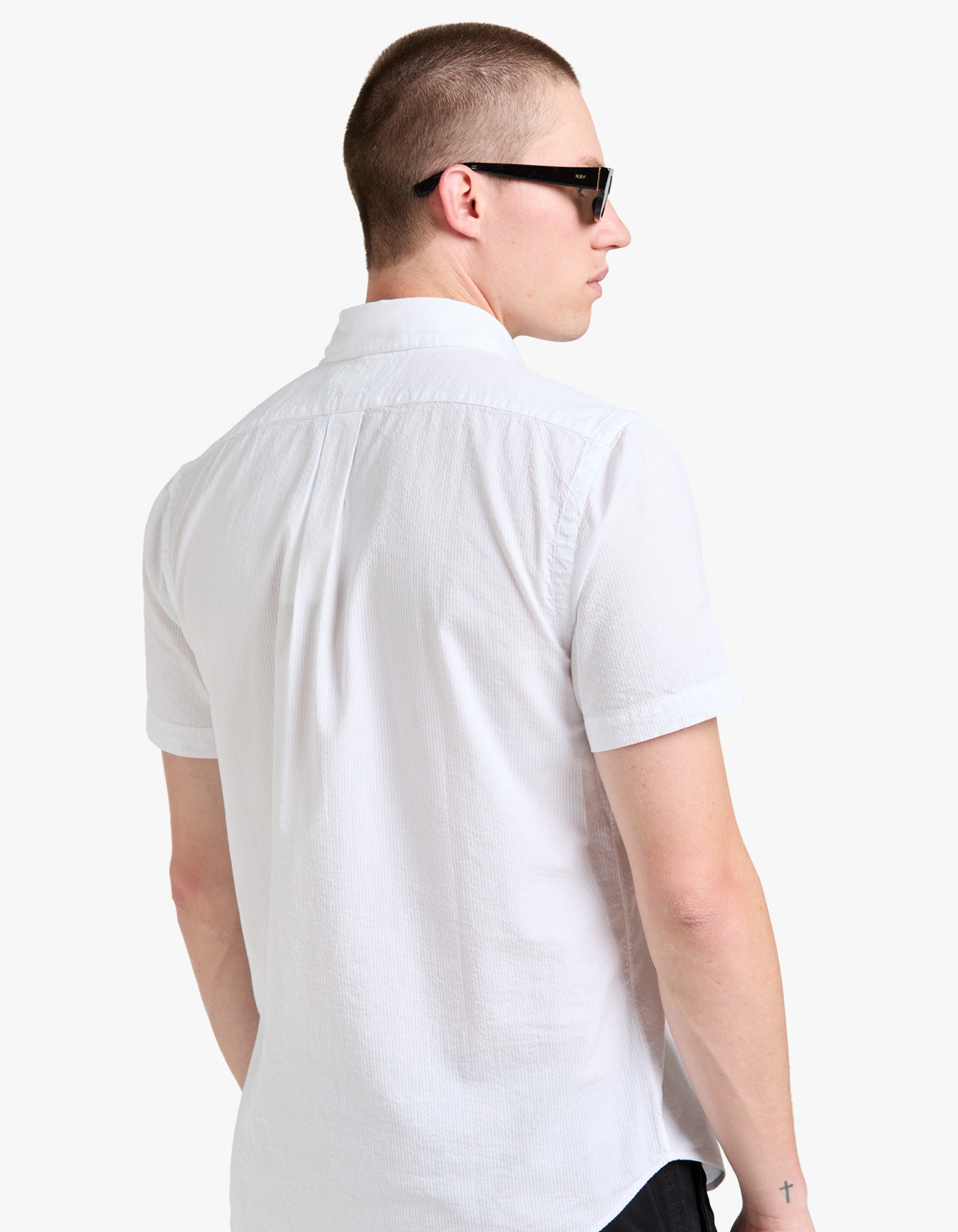 Custom Fit Seersucker Shirt - White