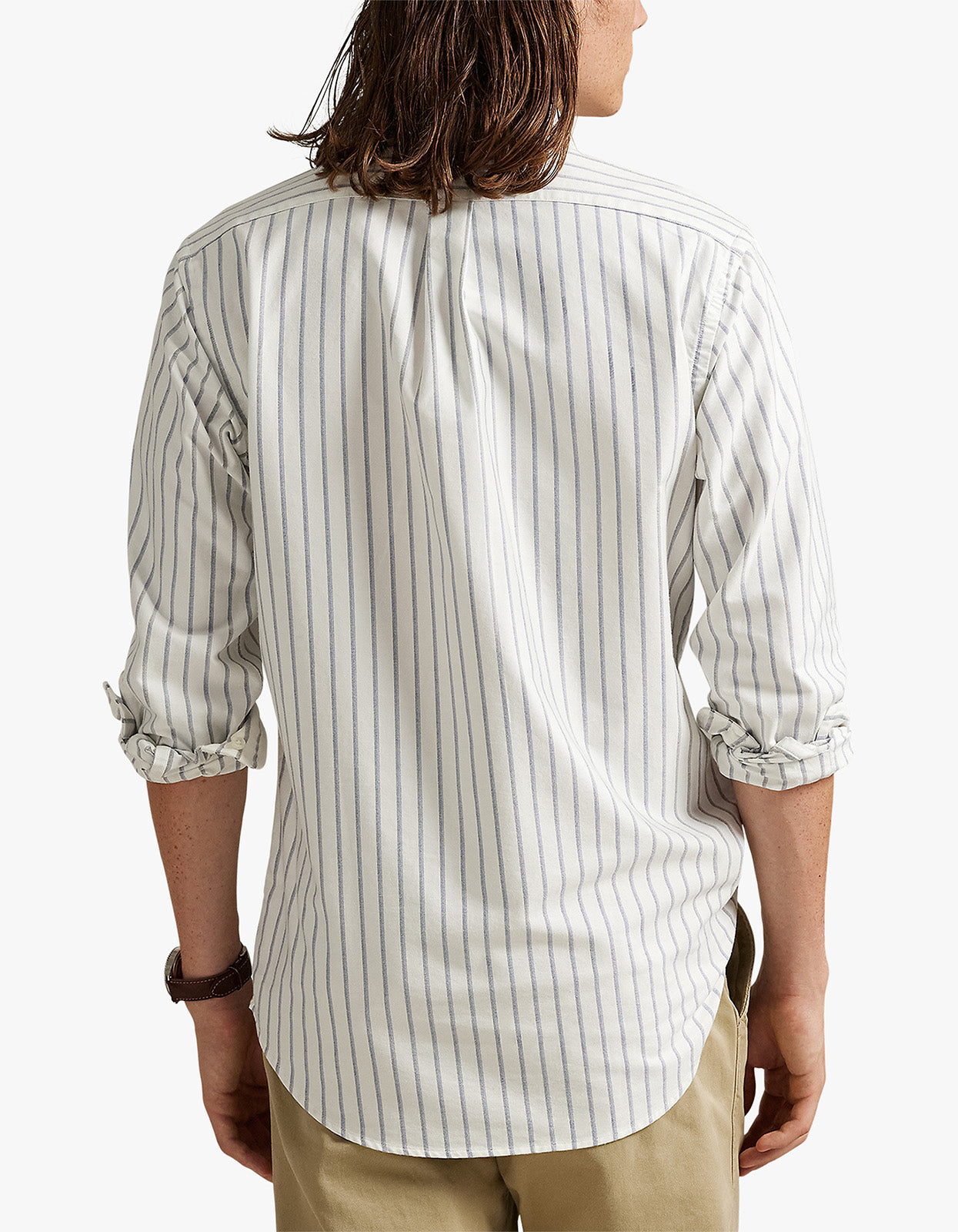 Custom Fit Long Sleeve Sport Shirt - 6832E White Blue Multi