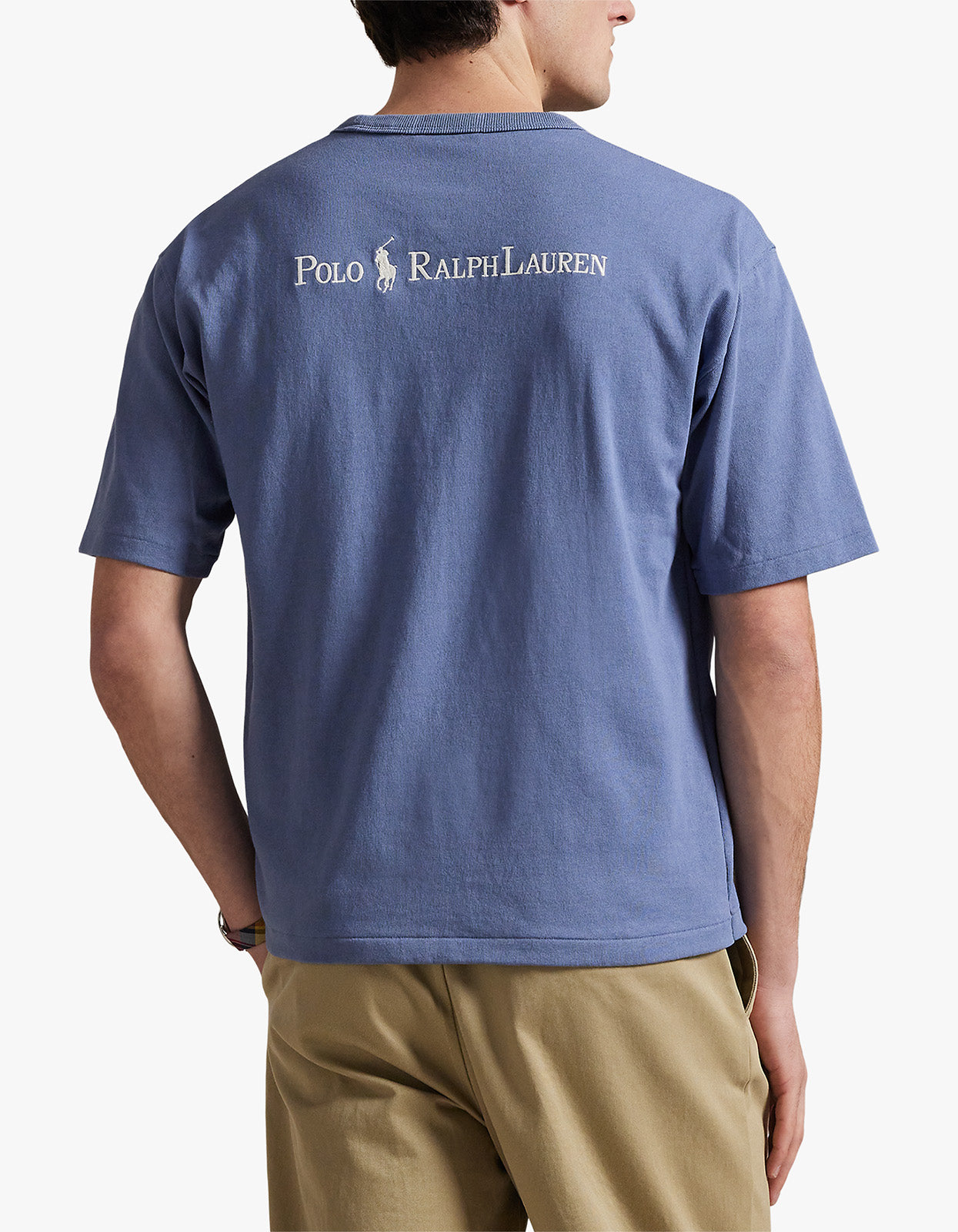 Short Sleeve Back Script T Shirt - Capri Blue