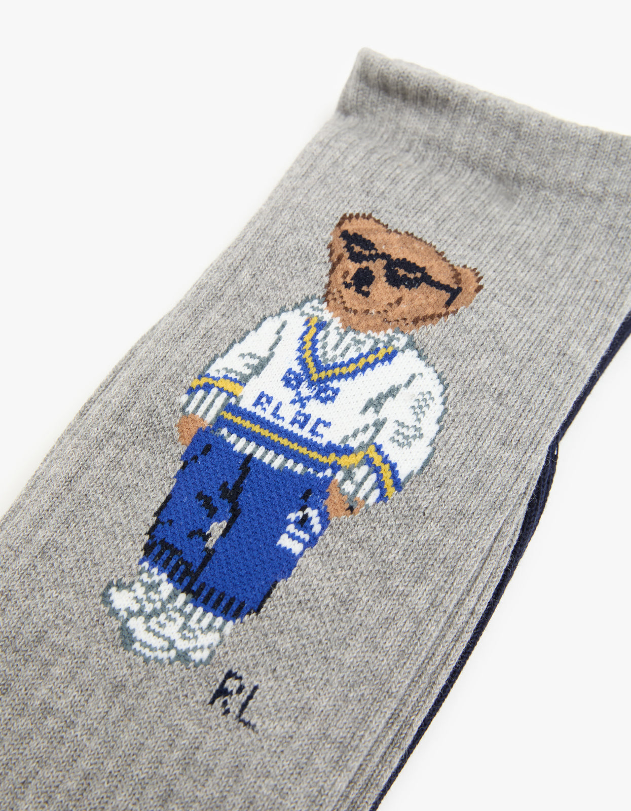 Mens Polo Bear Ribbed Socks 2 Pack - Navy/Grey