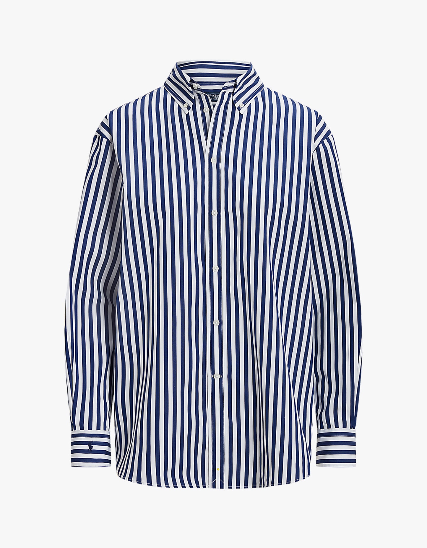 Oversize Fit Striped Cotton Shirt - 1323 Fall Royal/ White