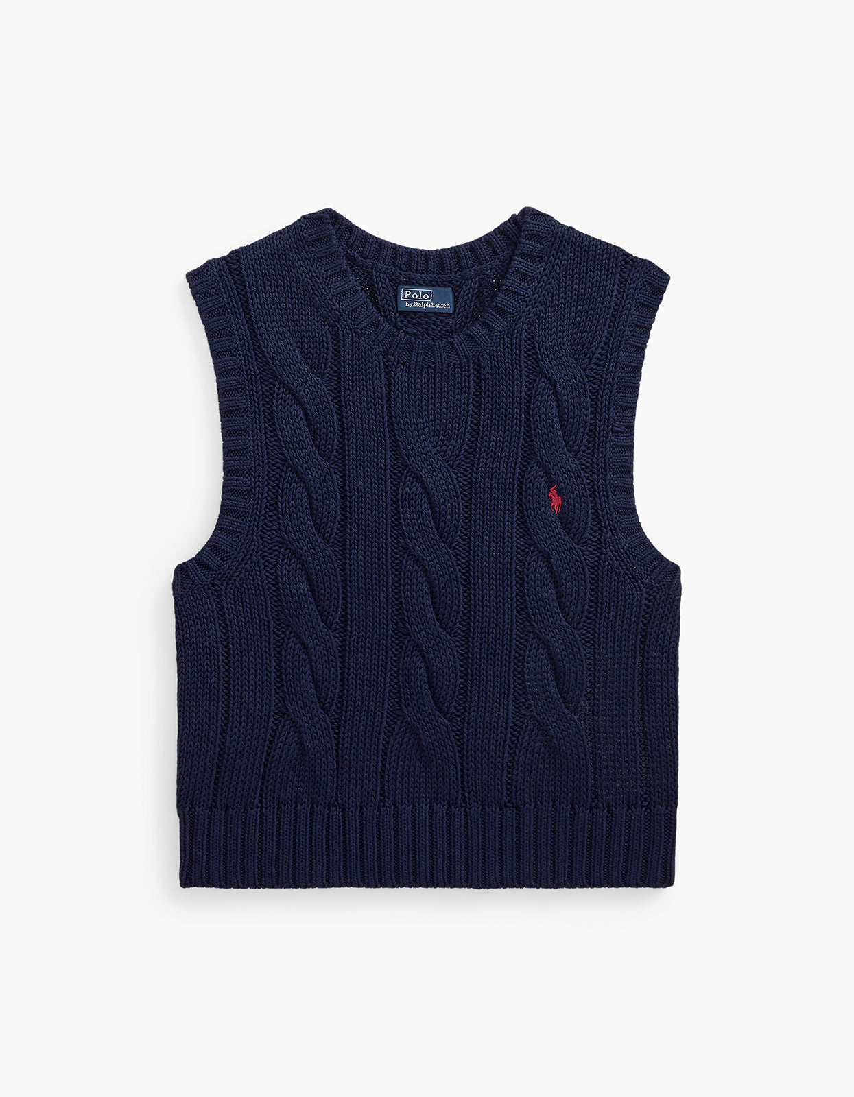Cable-Knit Cotton Cropped Vest - Hunter Navy