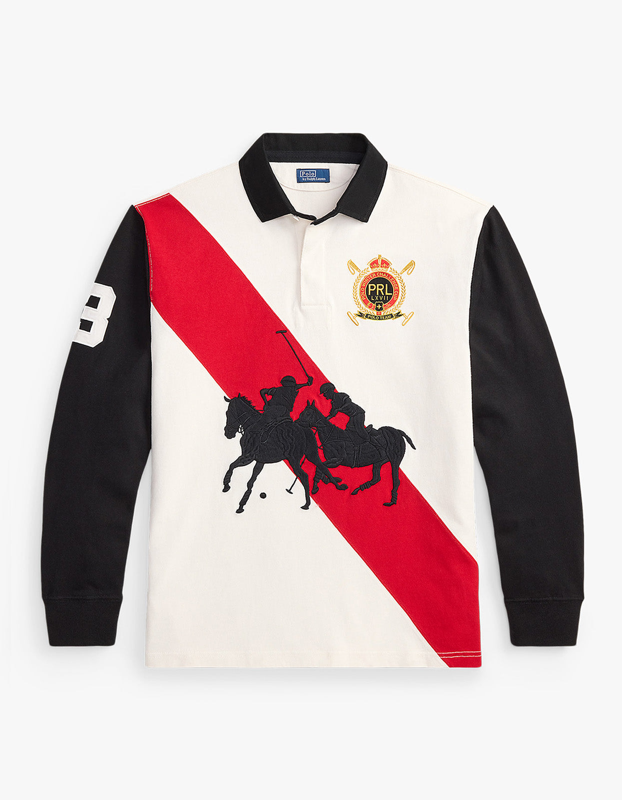 Cotton Jersey Rugby Shirt - Deckwash White/Polo Black