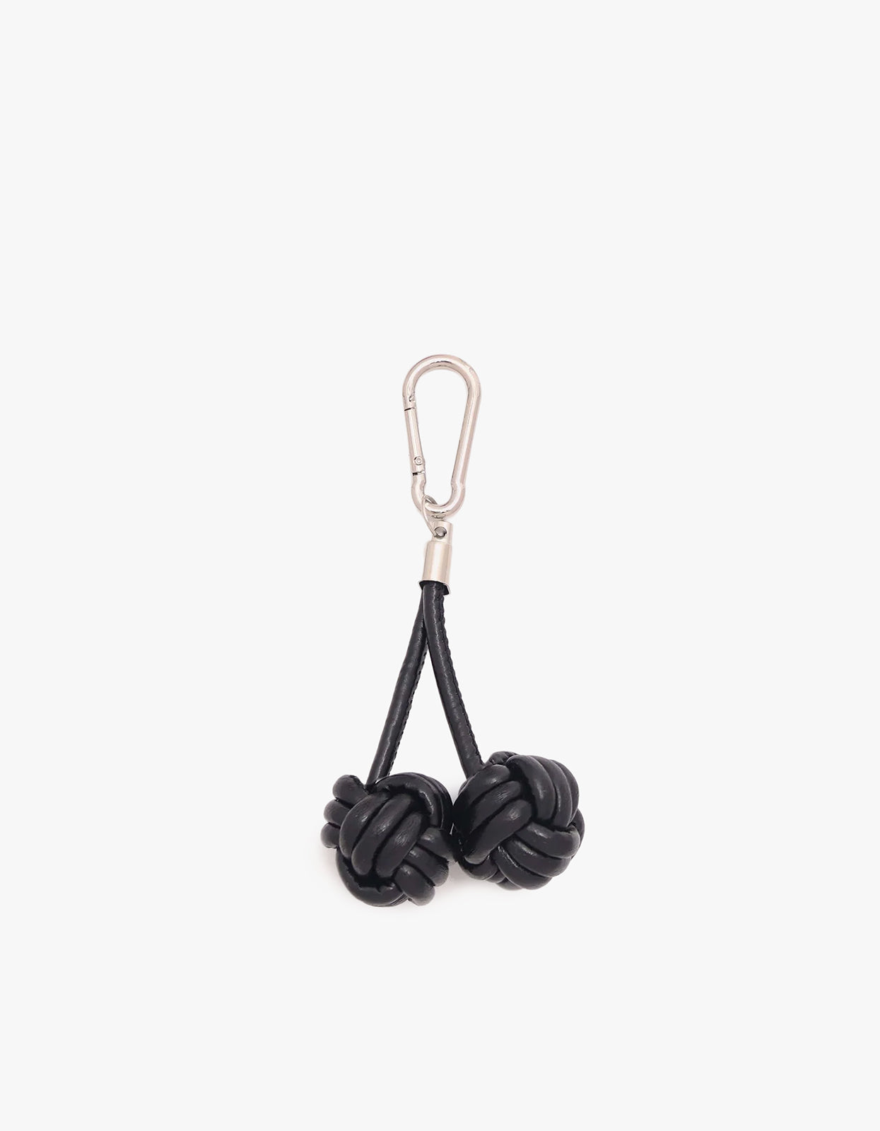 Leather Knot Cherry Bag Charm - Black