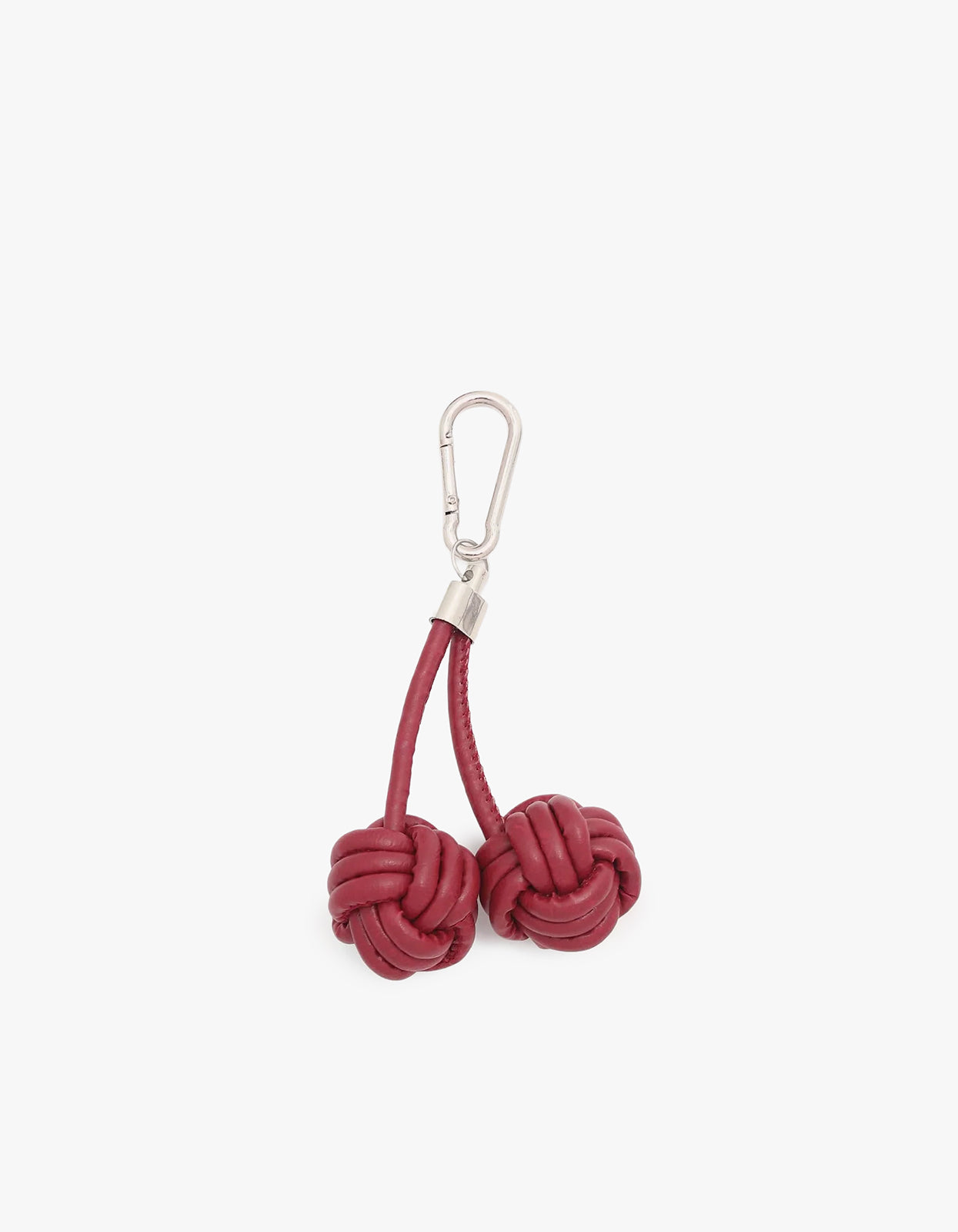 Leather Knot Cherry Bag Charm - Red