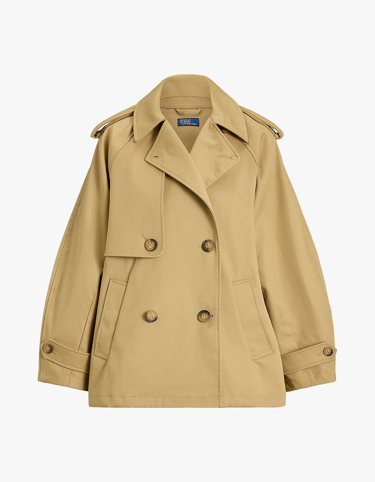 Cotton Twill Balloon Trench Coat - Khaki