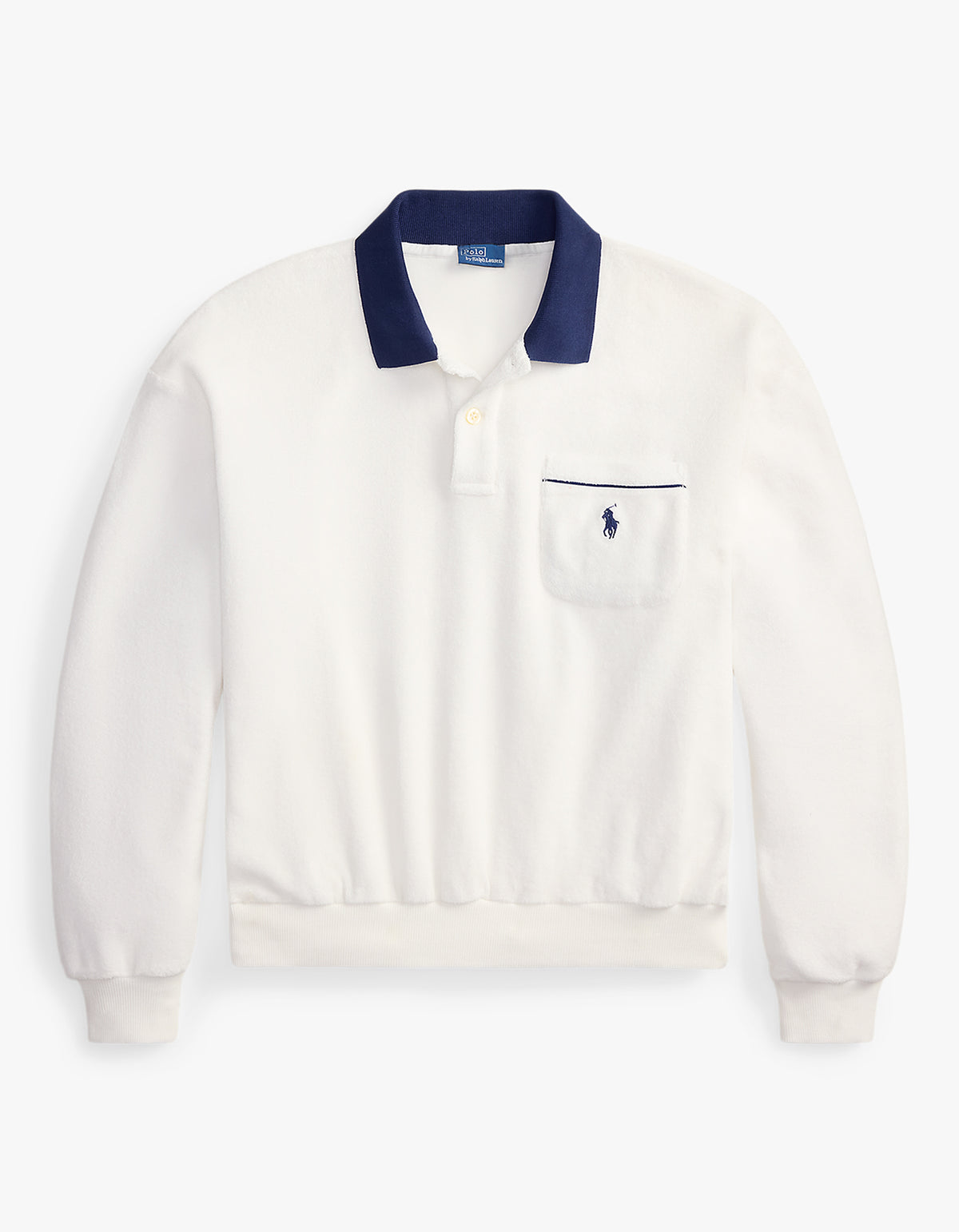 Terry Long-Sleeve Polo Shirt - White