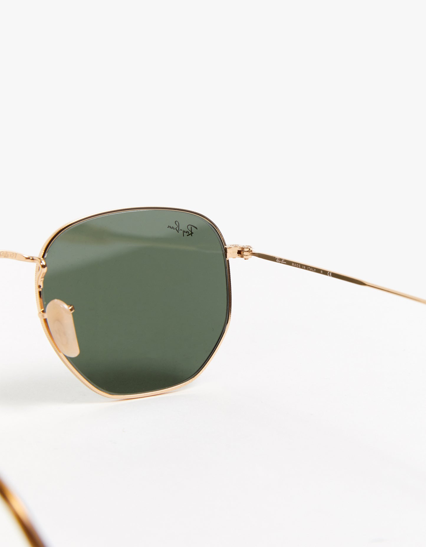 Hexagonal Metal Sunglasses - Gold Crystal Green 54