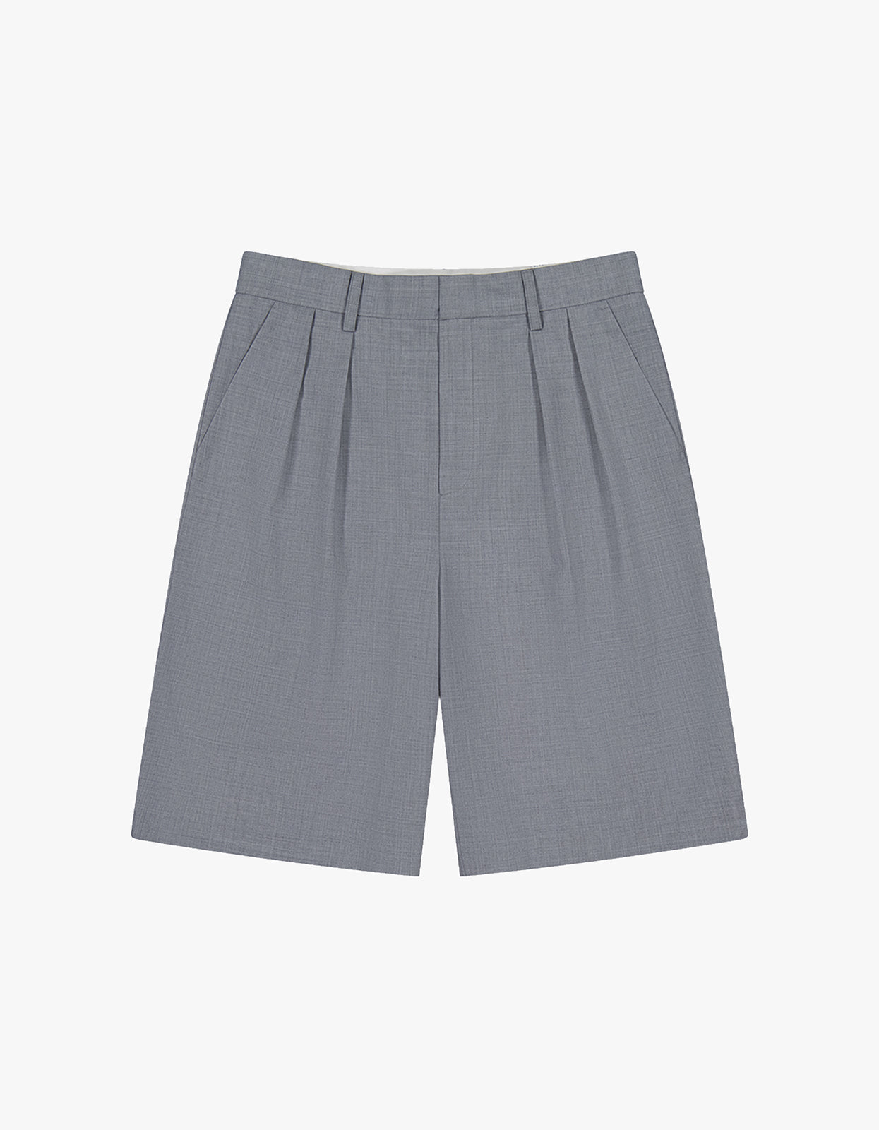 Double Pleated Shorts - Light Grey