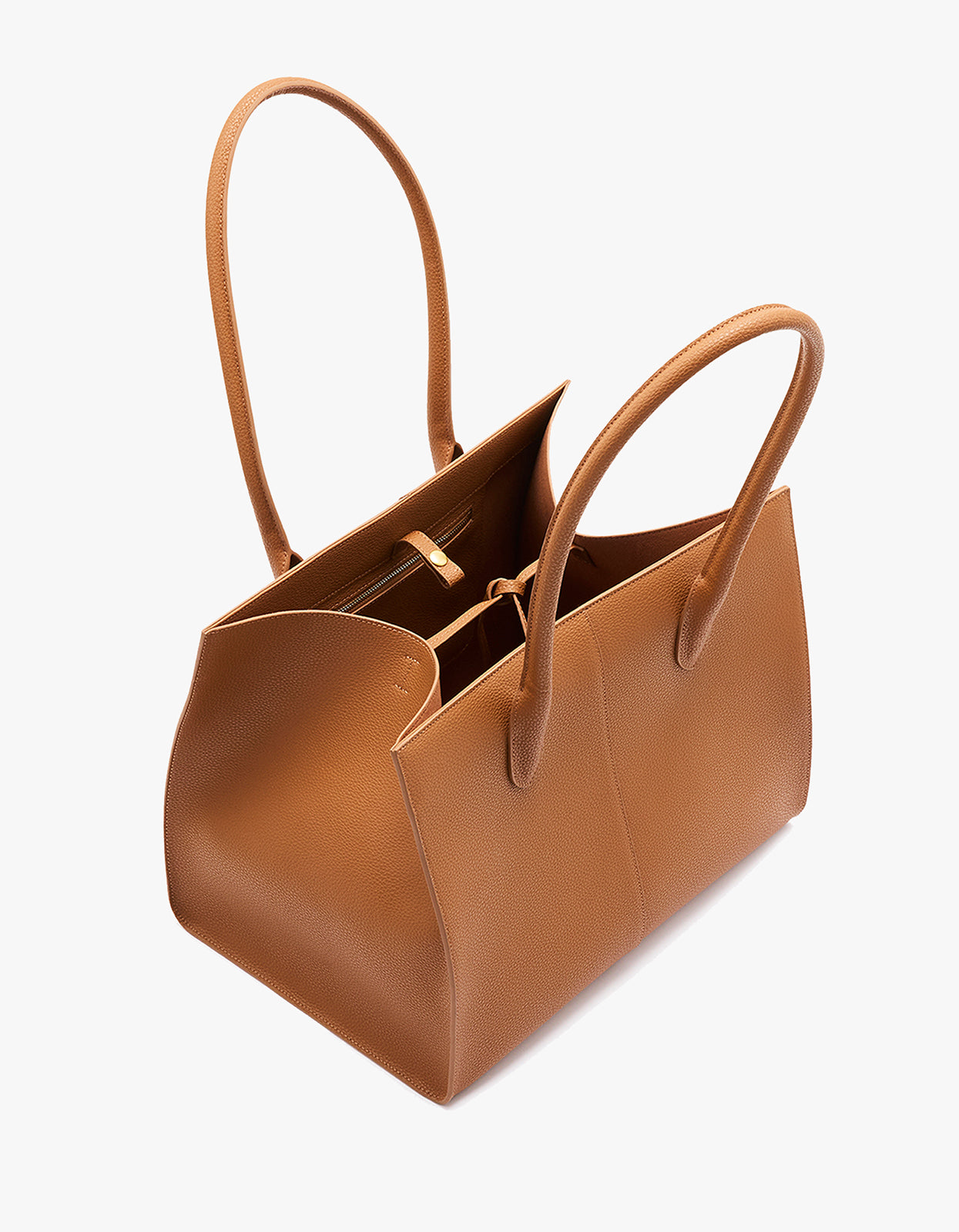 Grained Large Tote Bag - Tan