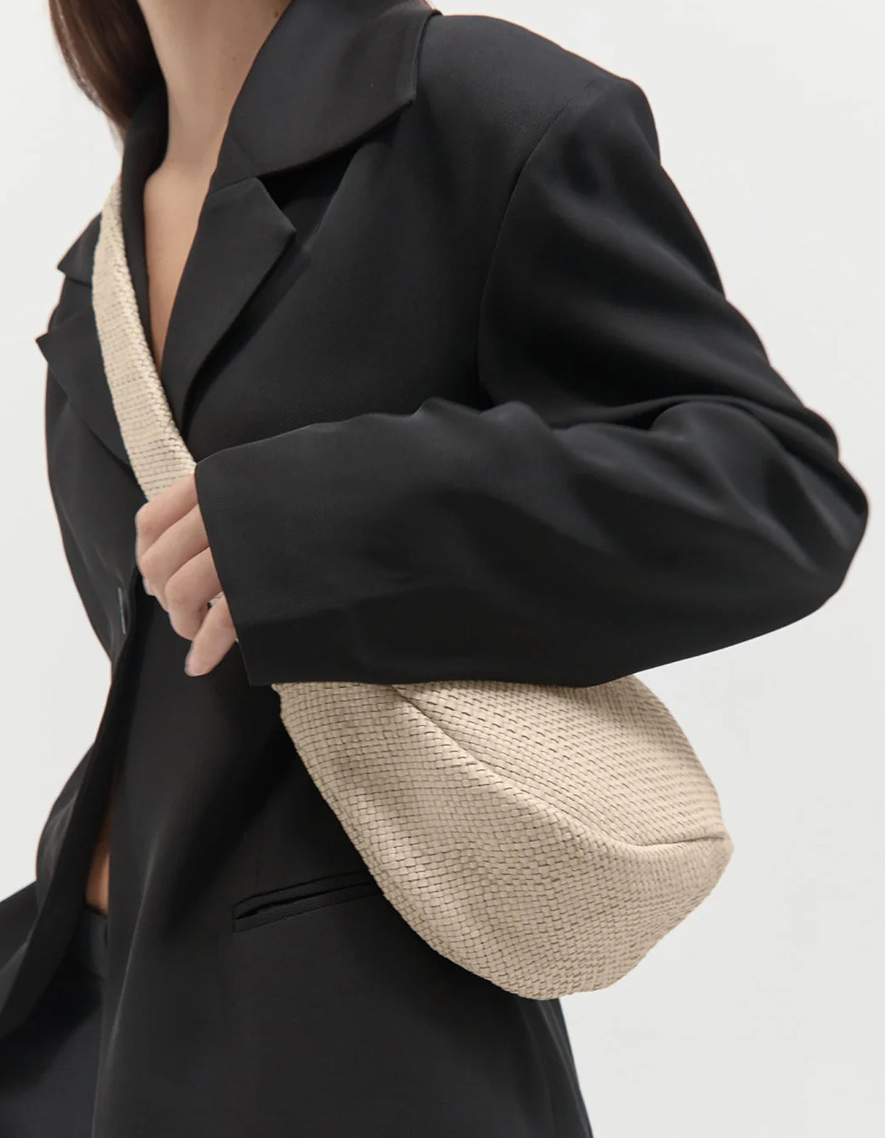 Woven Crescent Bag - Butter