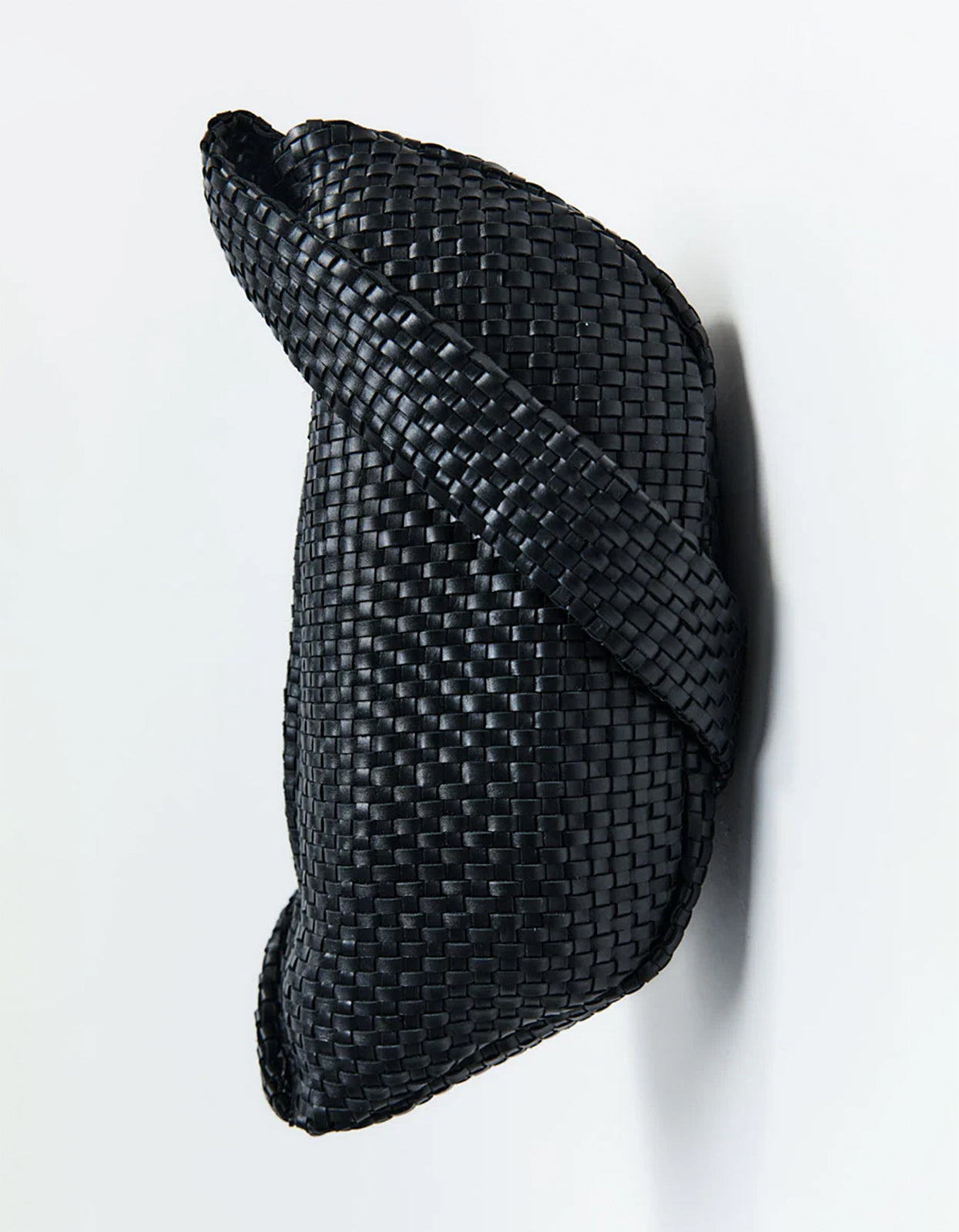 Lattice Weave Crescent Bag - Black