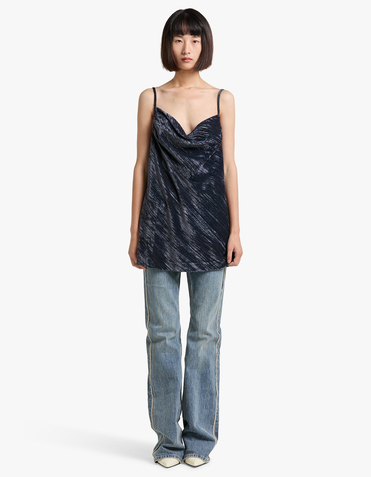 Holli Long Line Cowl Neck Cami - Dark Ash