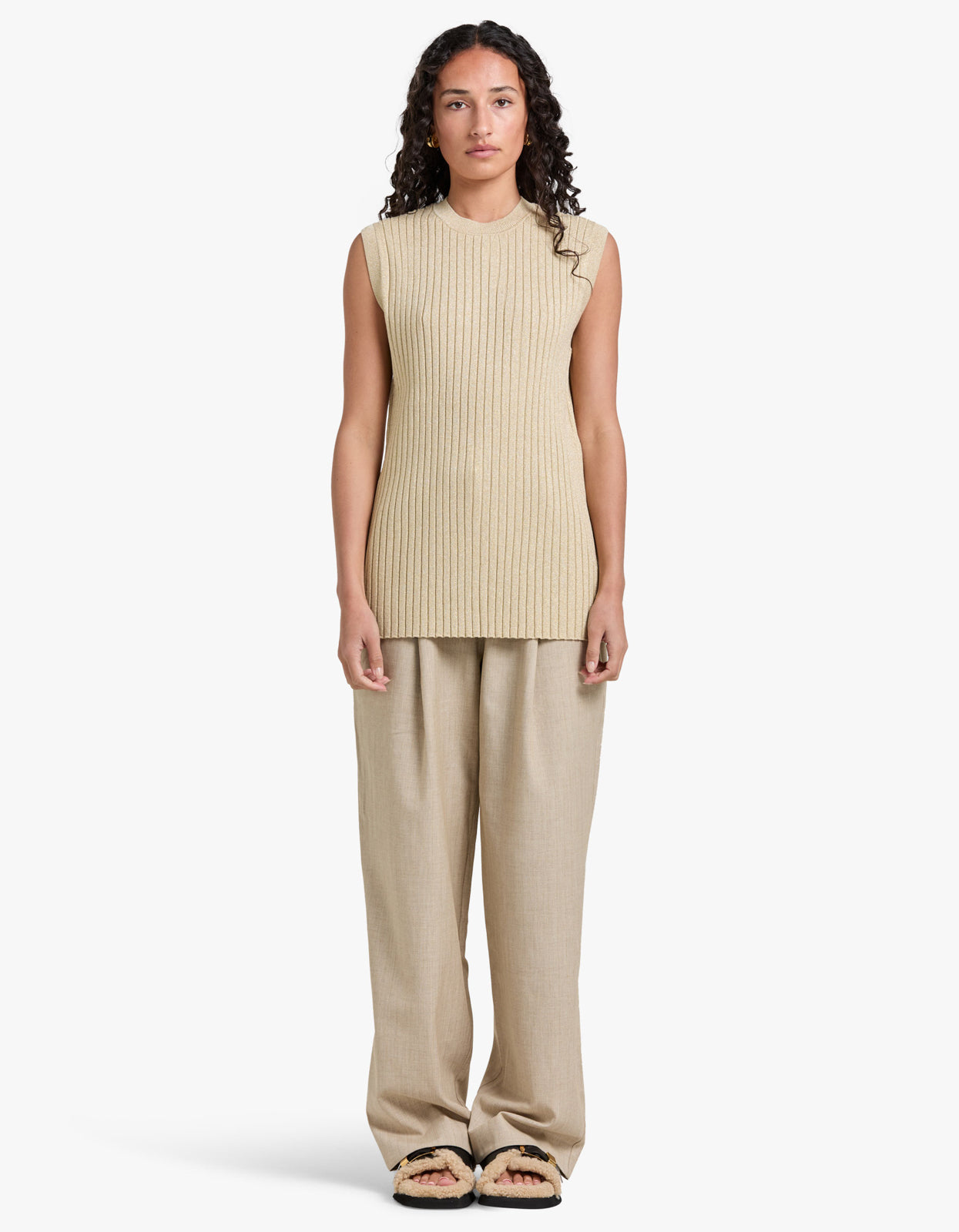 Livia Sleeveless Tunic Top - Champagne