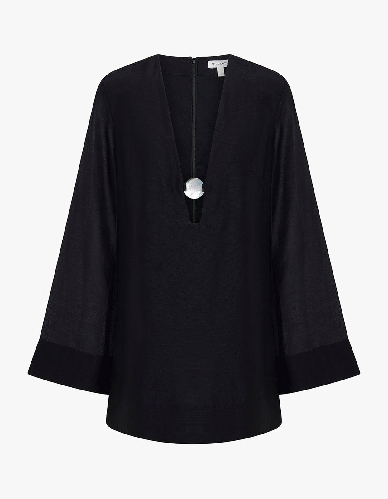 Paloma Plunged Long Sleeve Mini Dress - Black