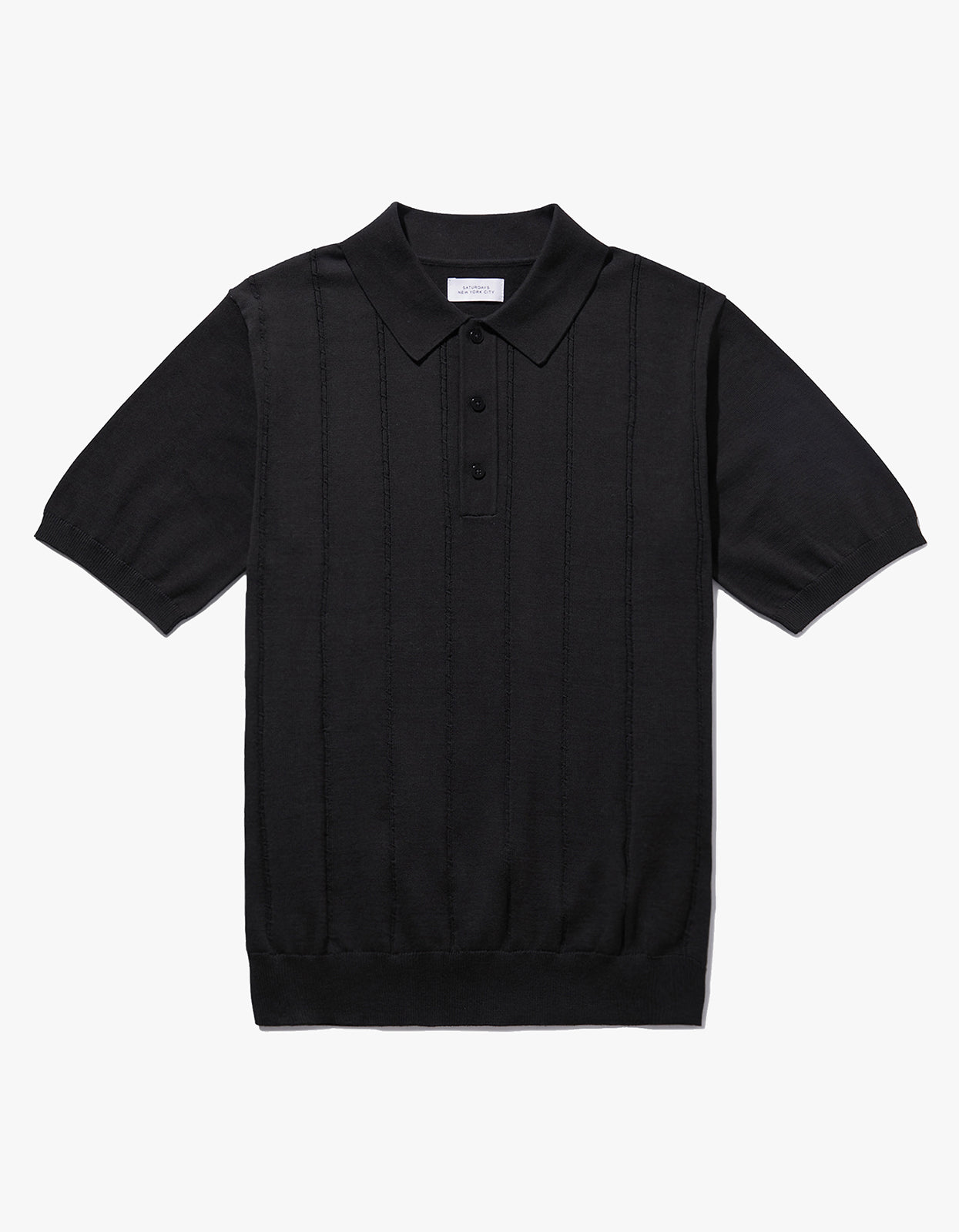 Jahmad Mini Cable Knit Polo - Black