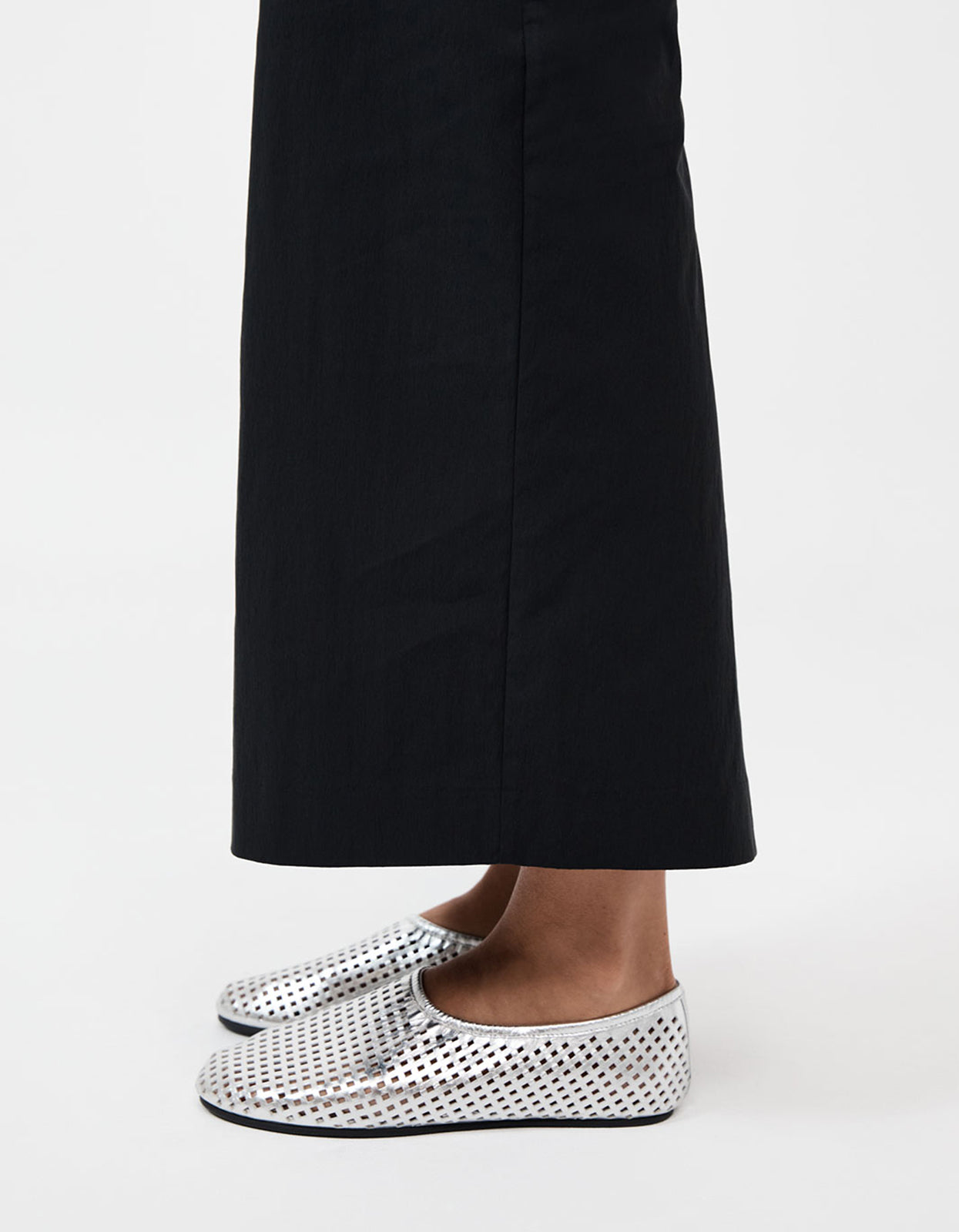 Perforated Ballet Flat - Silver