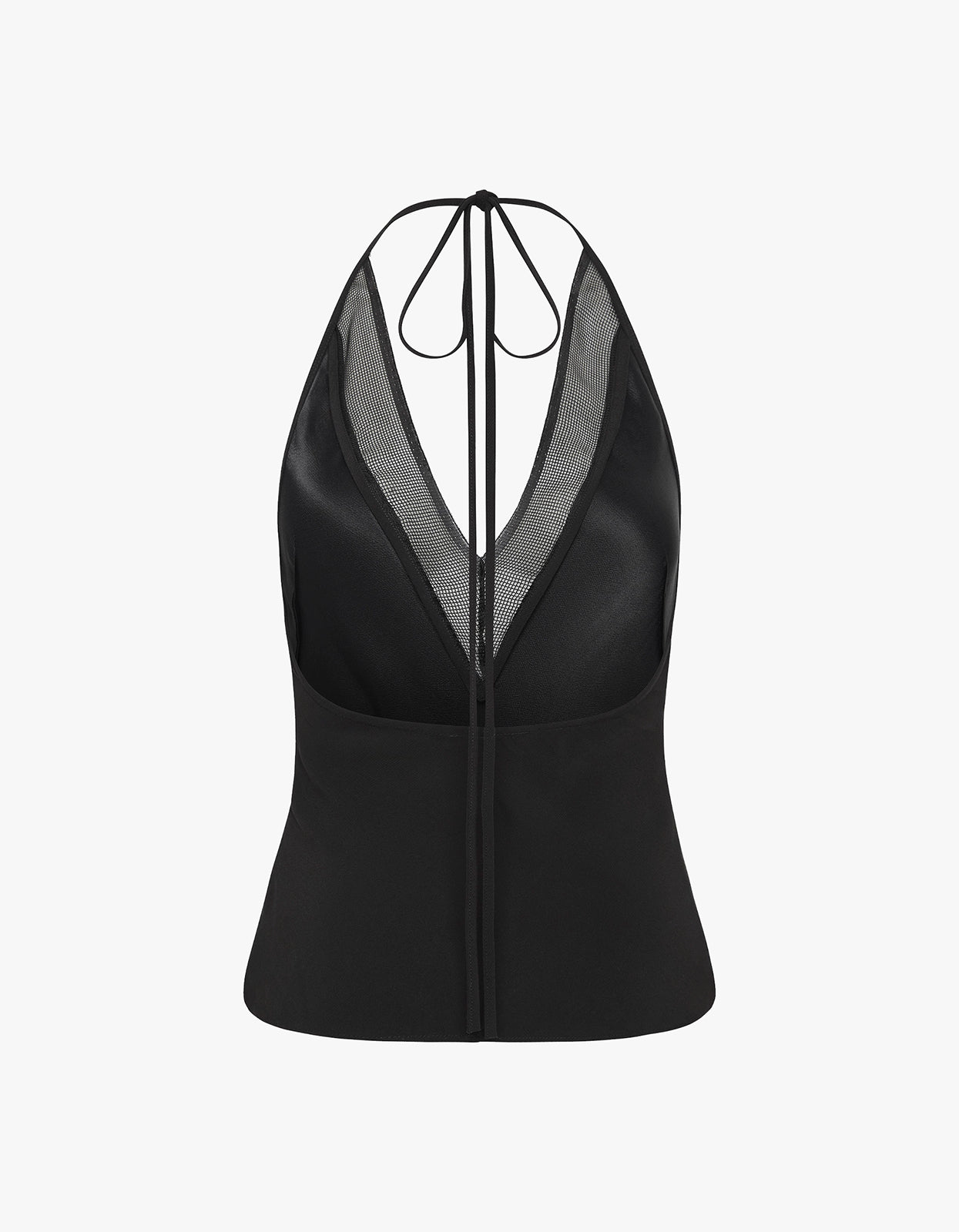 Silk Mesh Bias Top - Black