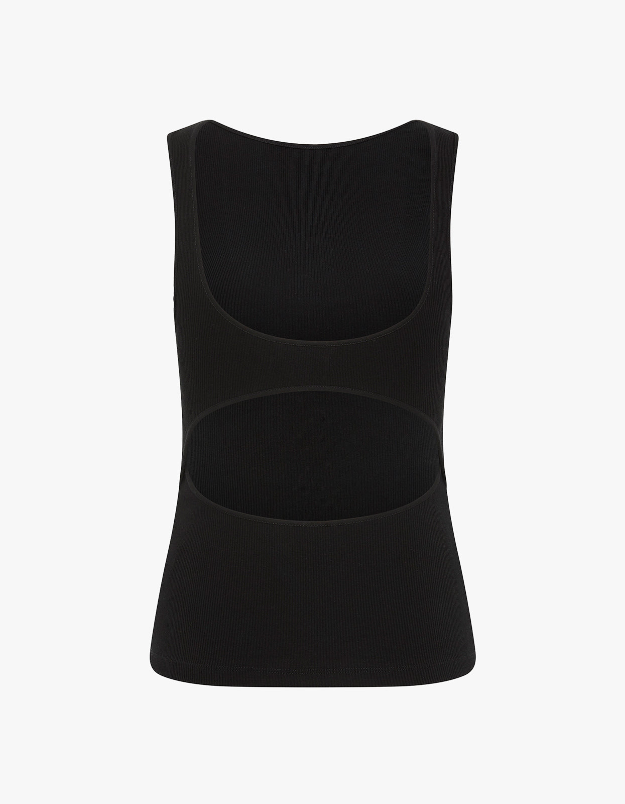 Rib Bateau Cut Out Top - Black