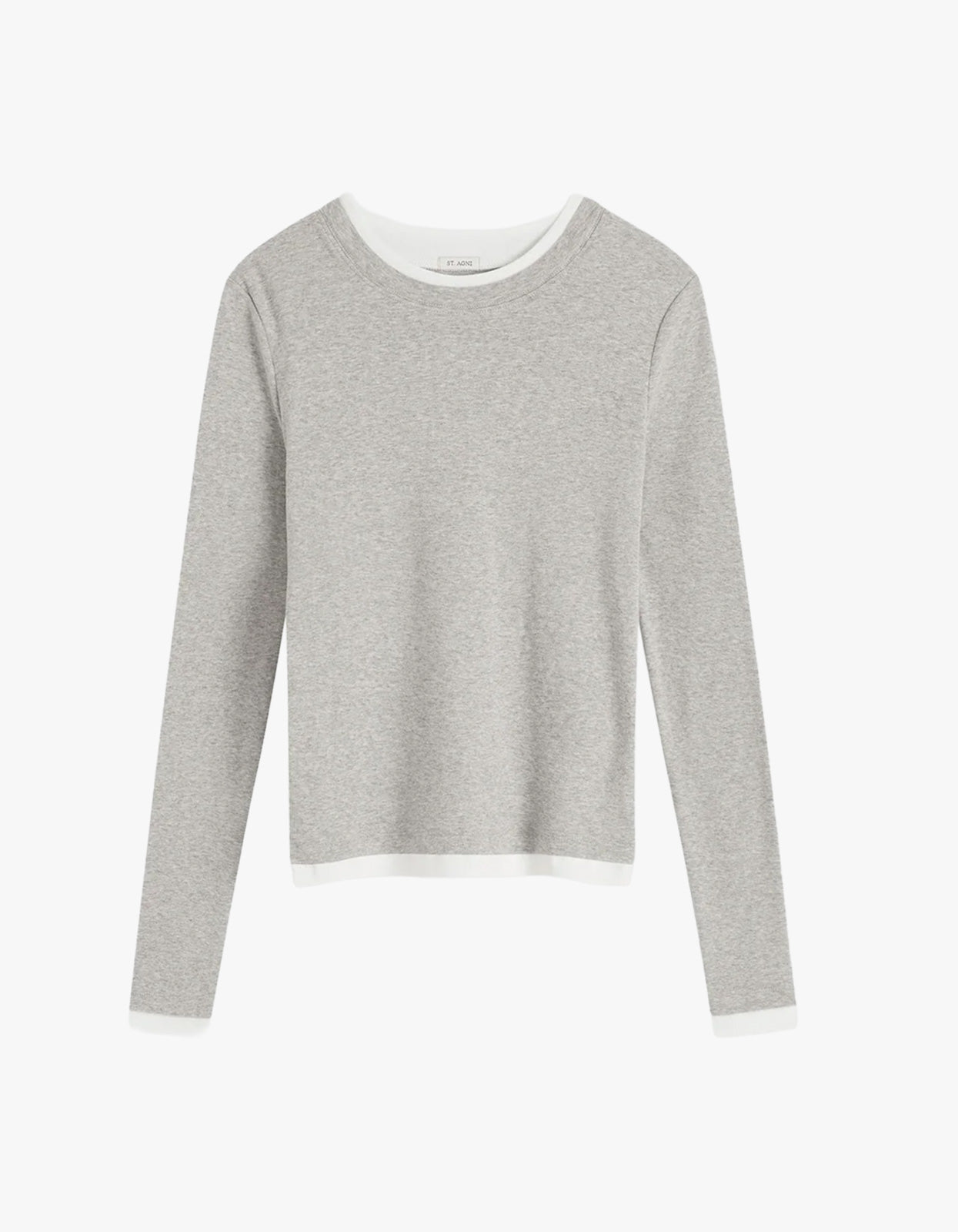 Organic Cotton Layered Long Sleeve Top - Grey Marle