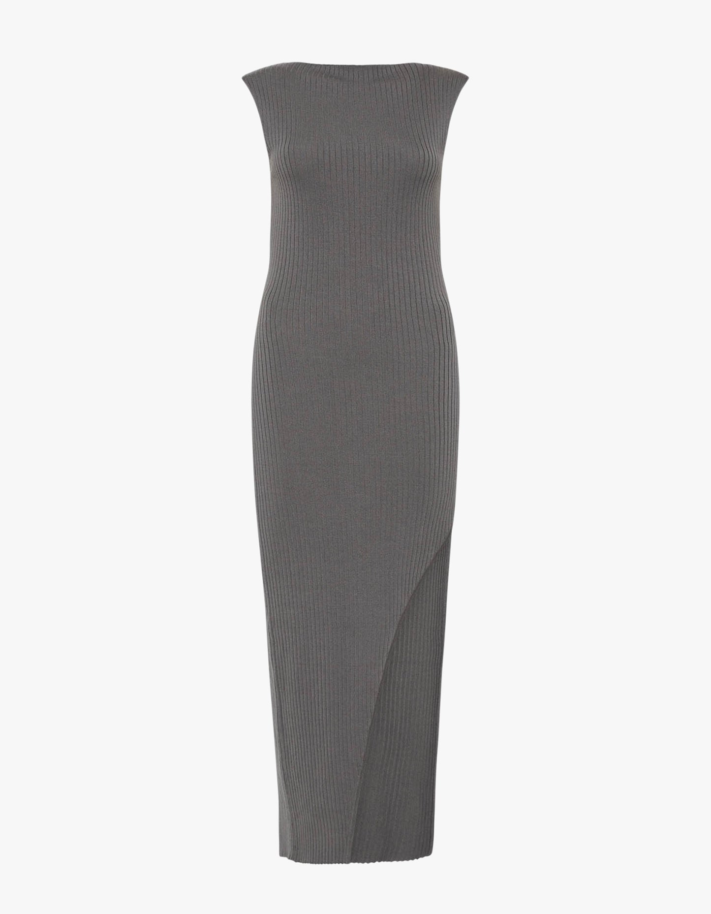 Cut Away Knit Dress - Stone Grey