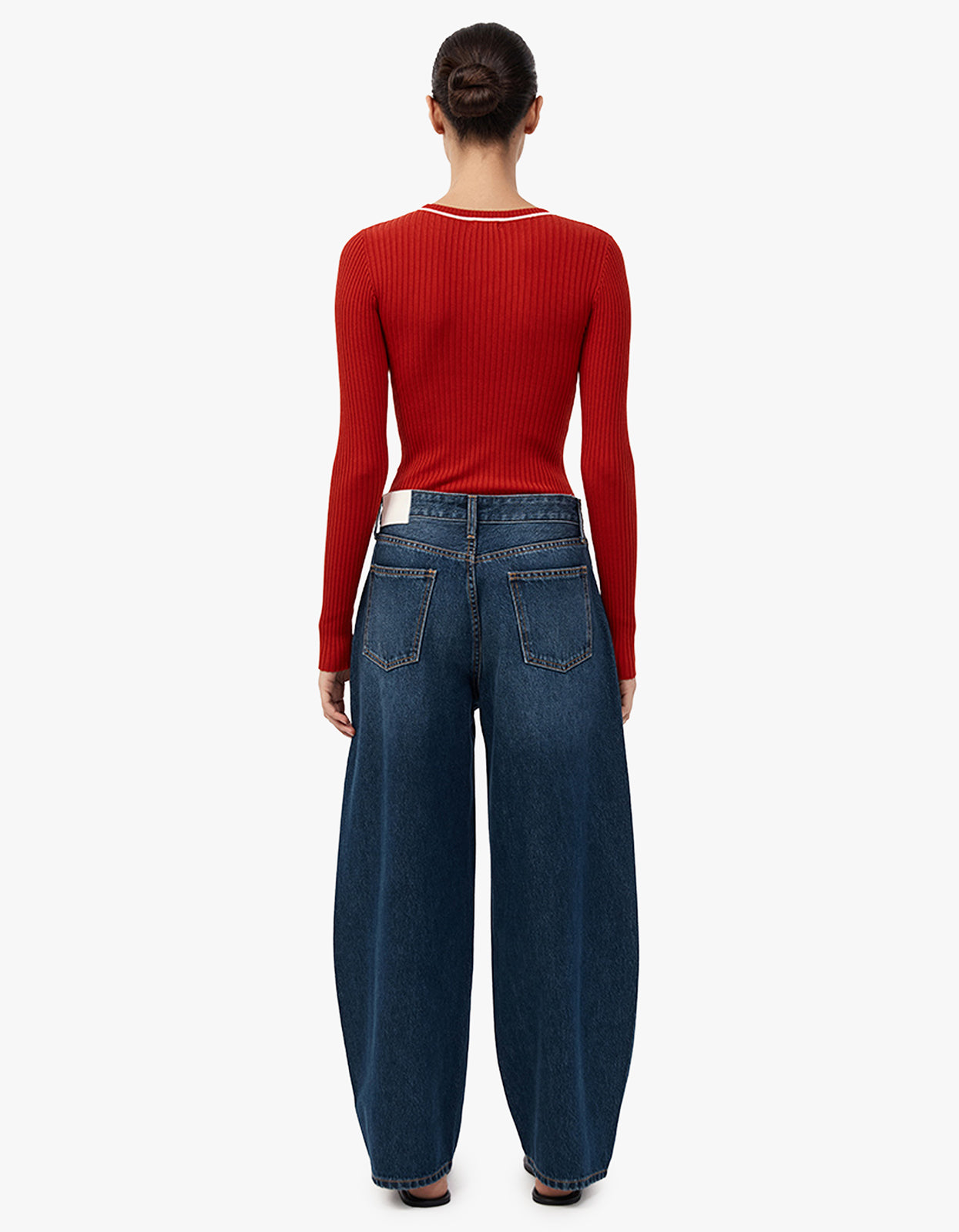 Fine Line Long Sleeve Top - Red / Off White