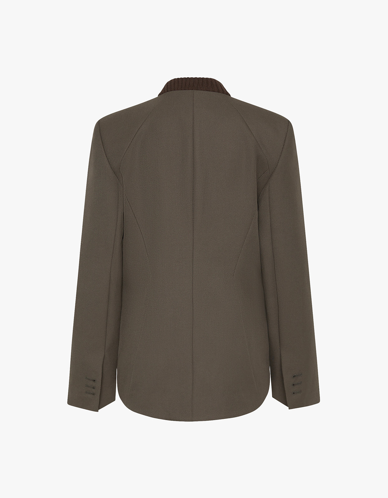 Rib Collar Blazer - Khaki