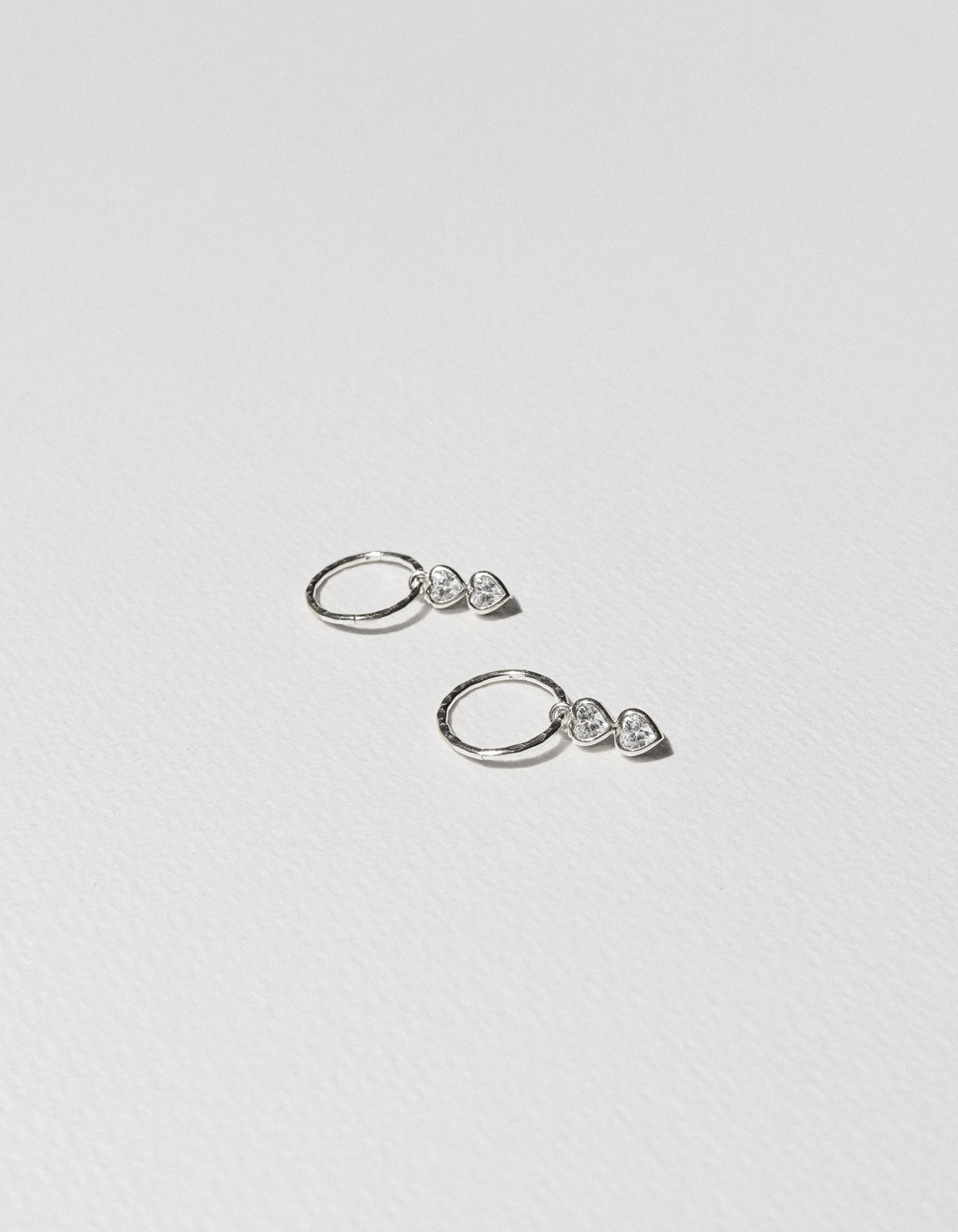 Two Of A Kind Heart Mini Hoops - Silver