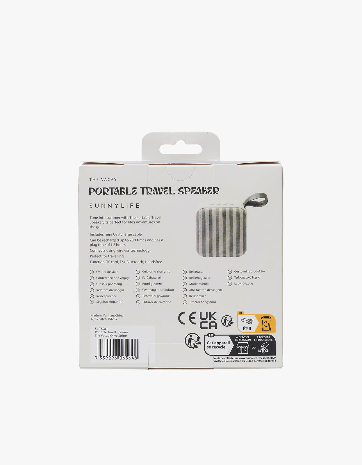 Portable Travel Speaker - Vacay Olive Stripe