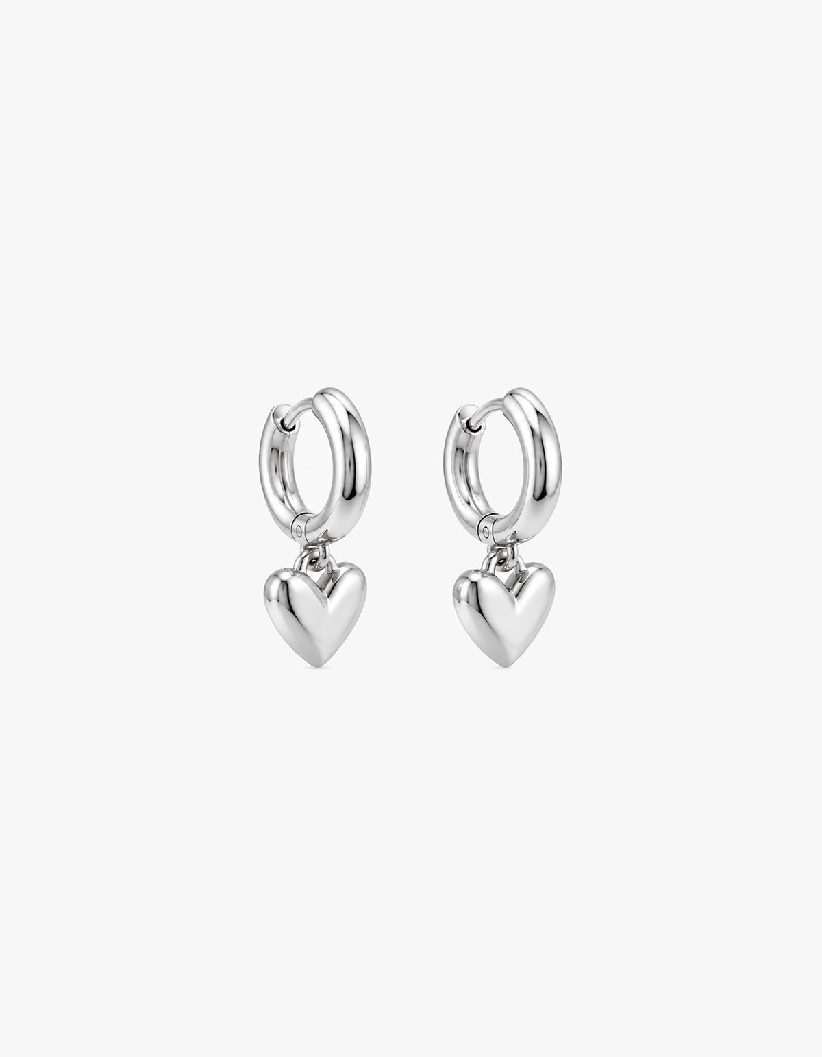 Elodie Heart Hoops - Silver