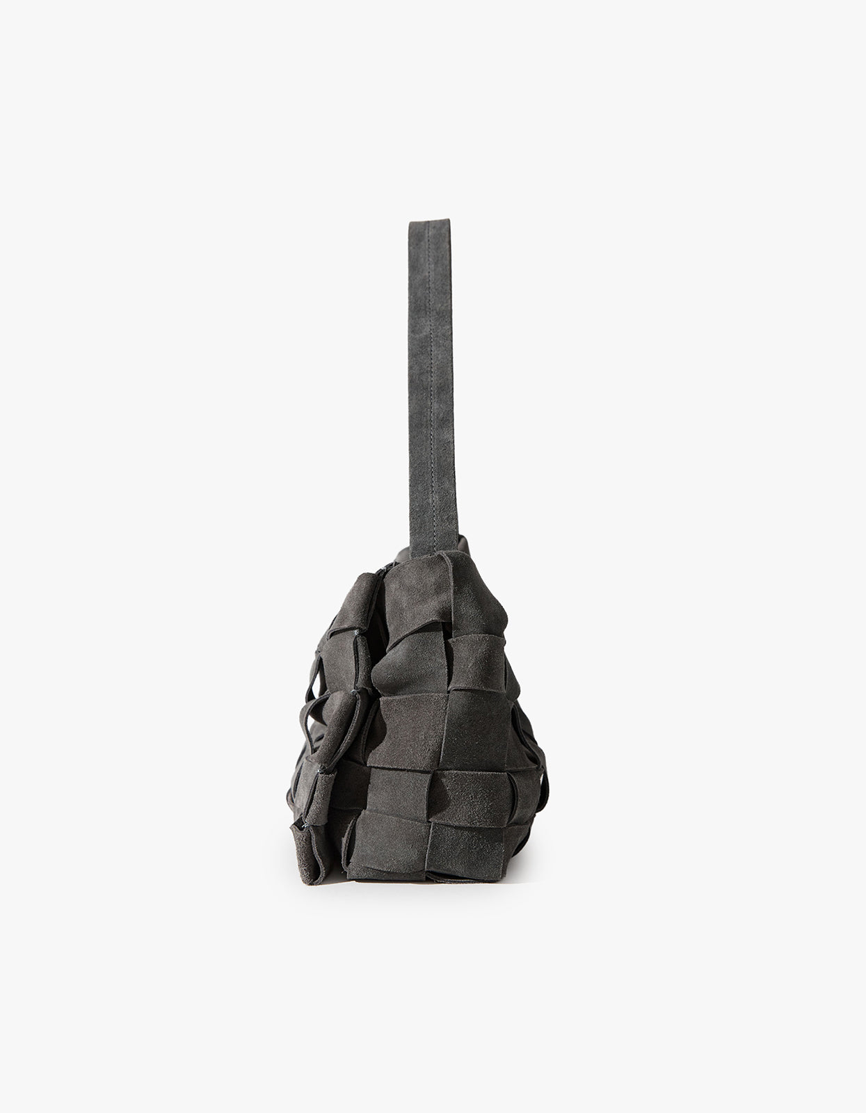 Suede Woven Envelope Mini Tote - Steel