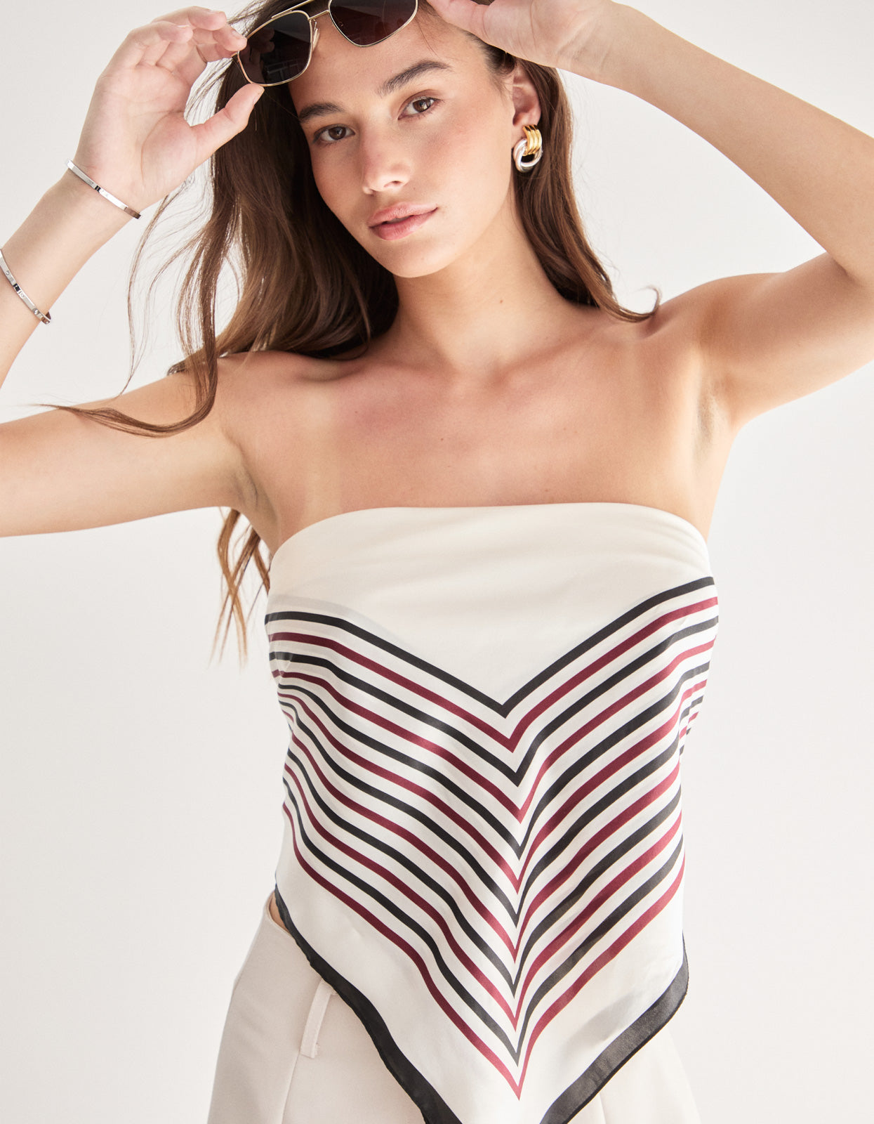 Stripe Silk Scarf - Ivory