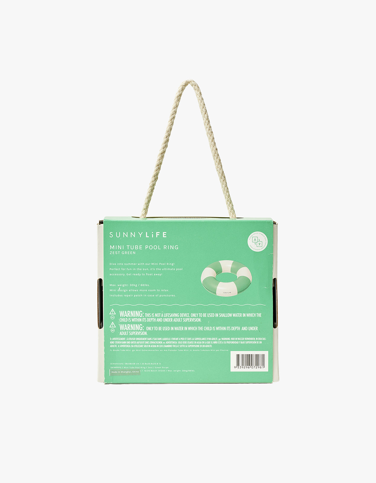Mini Tube Pool Ring - Zest Green Stripe