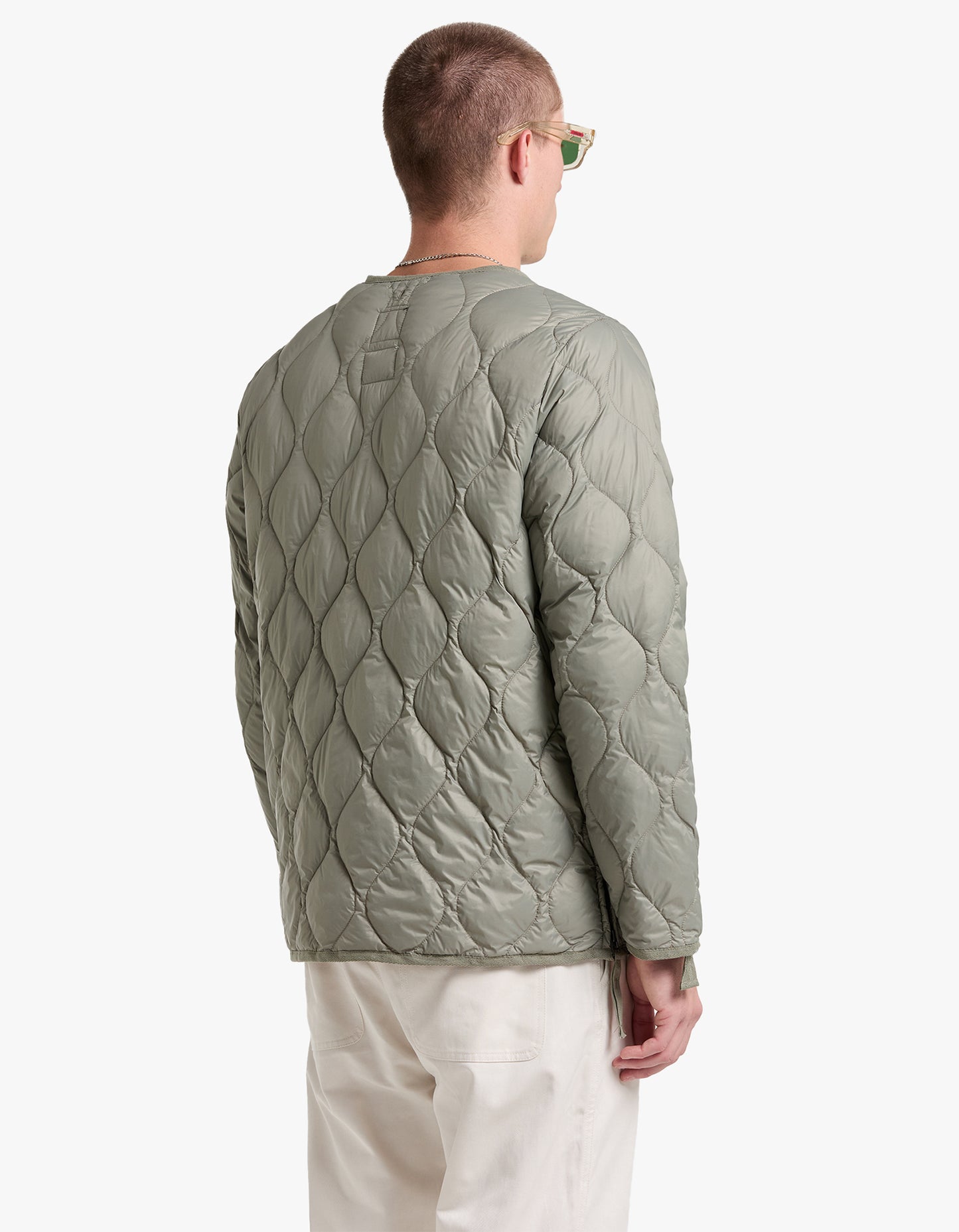 Soft Shell Military V Neck W Zip Down Jacket - Dark Sage Green