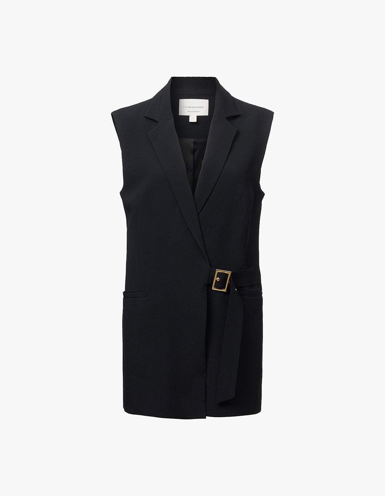 Renowned Sleeveless Blazer - Black