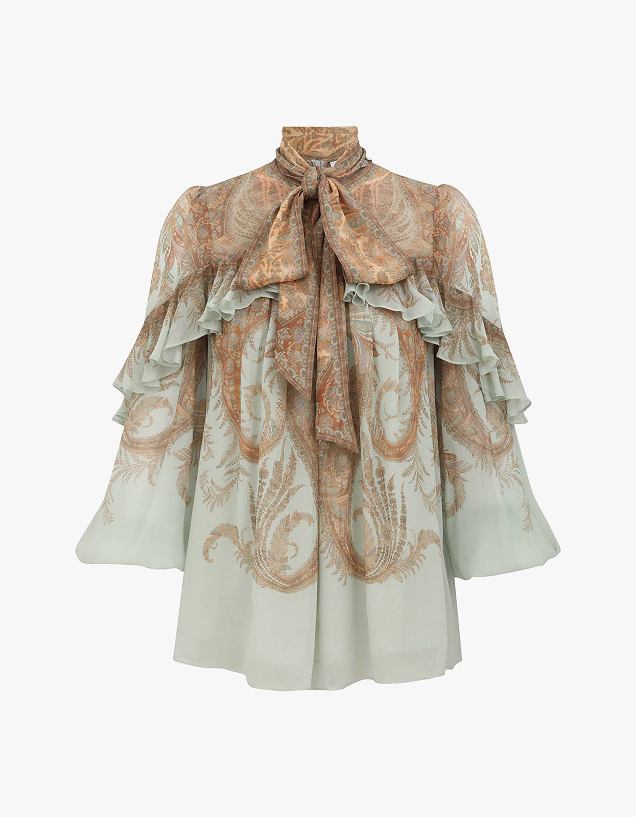 Memento Flutter Blouse - Mint Paisley