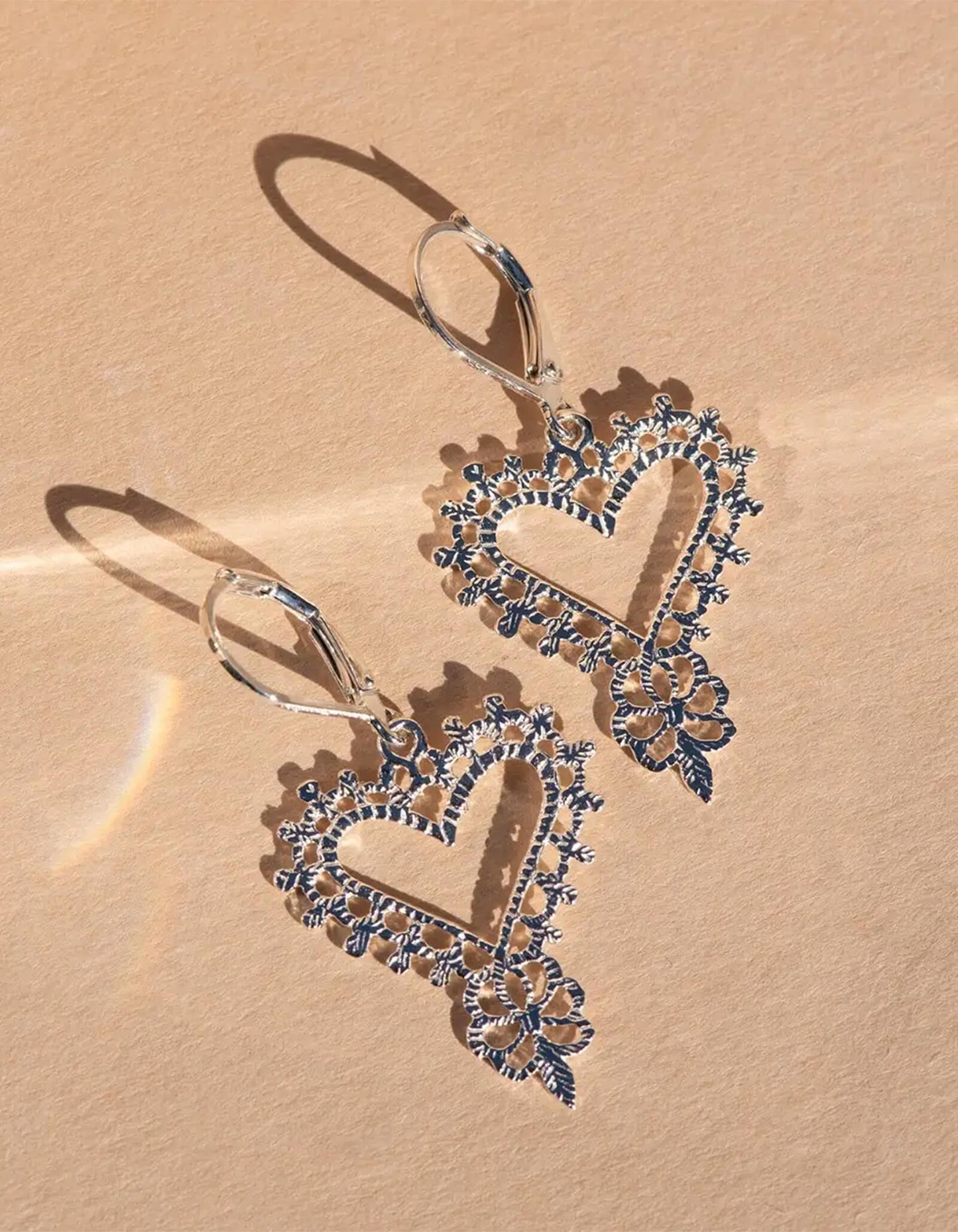 Gypsy Heart Earrings - Silver